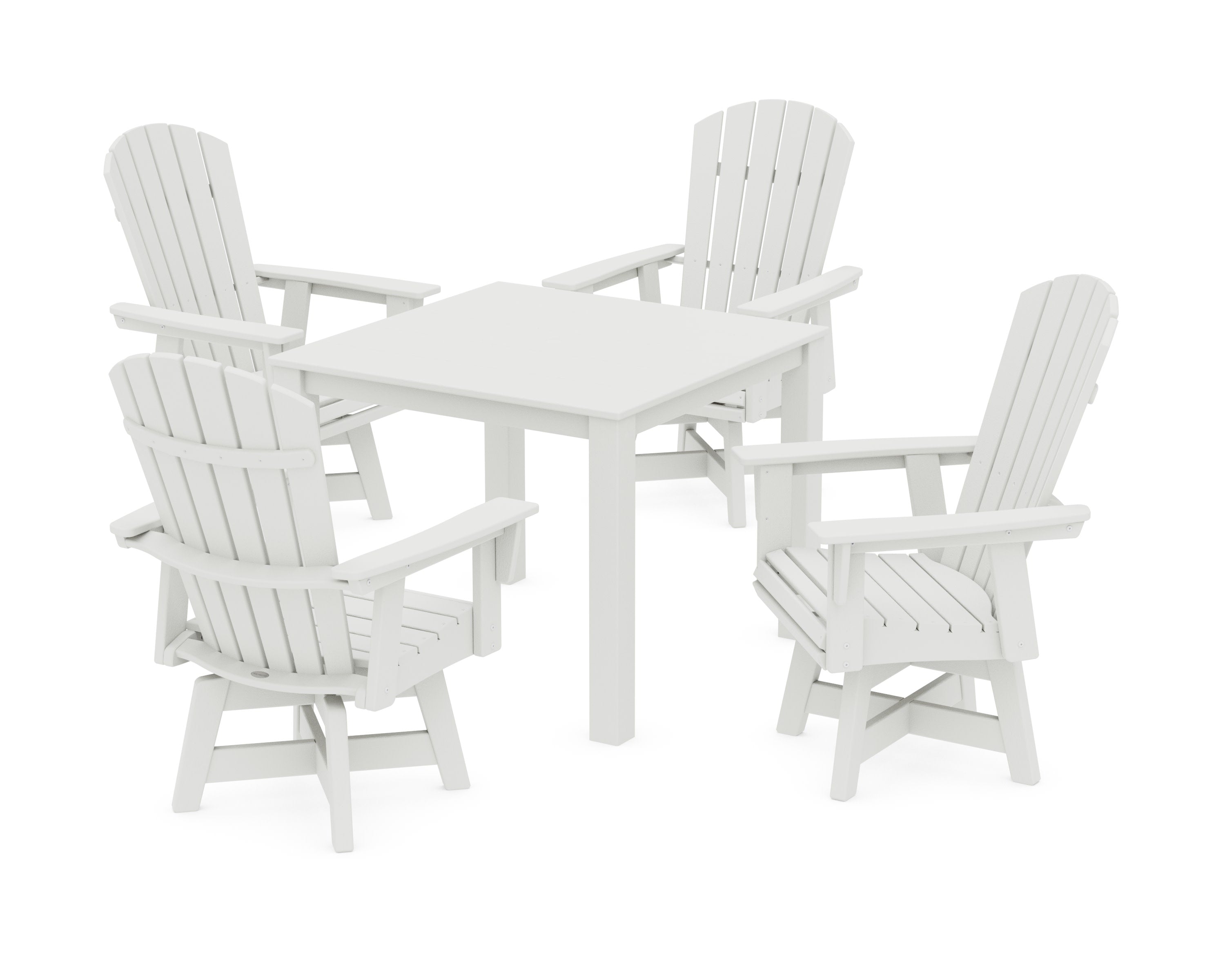 Nautical Curveback Adirondack Swivel 5-Piece Parsons Dining Set in Vintage White