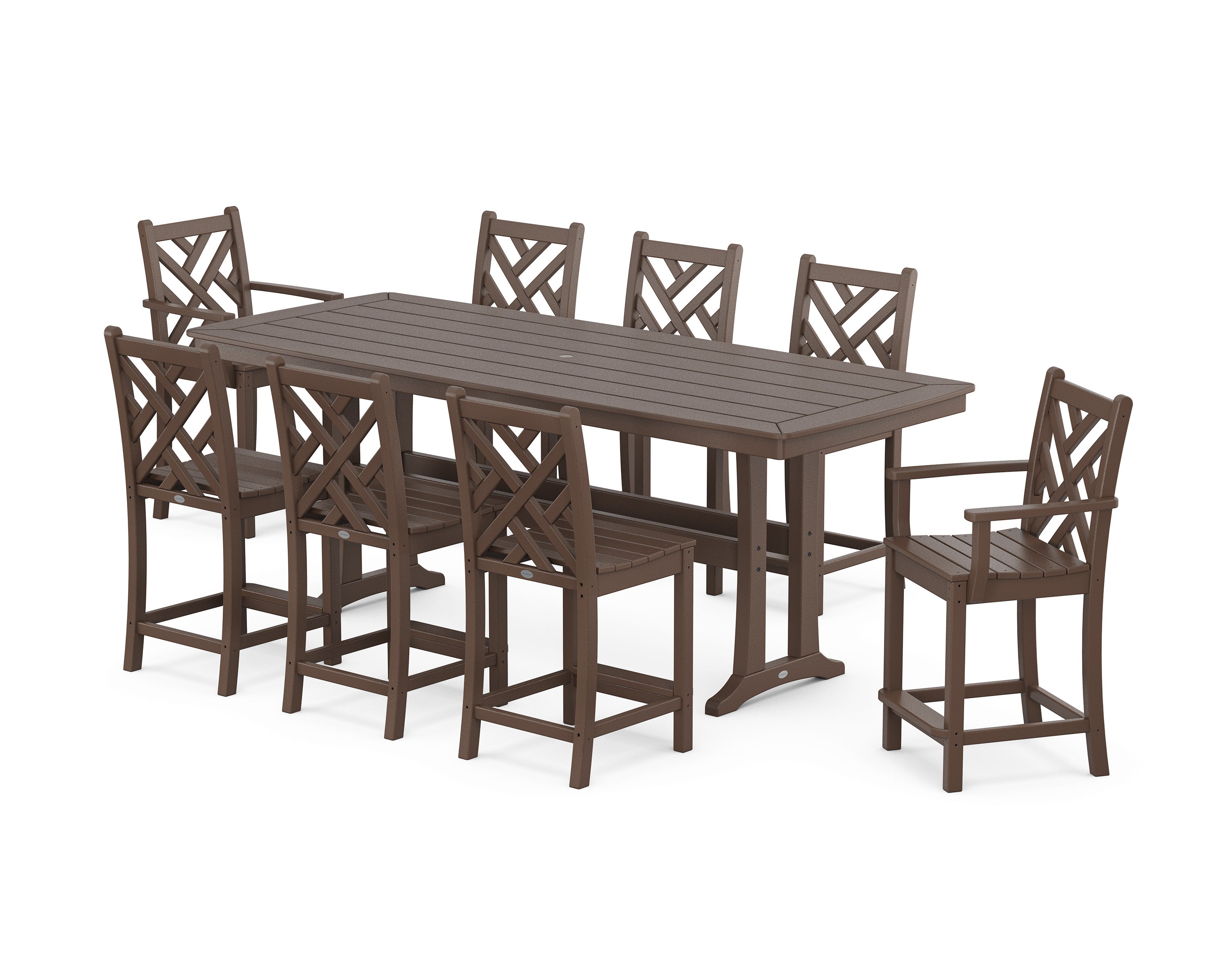 Chippendale 9-Piece Counter Set with Trestle Legs in Mahogany