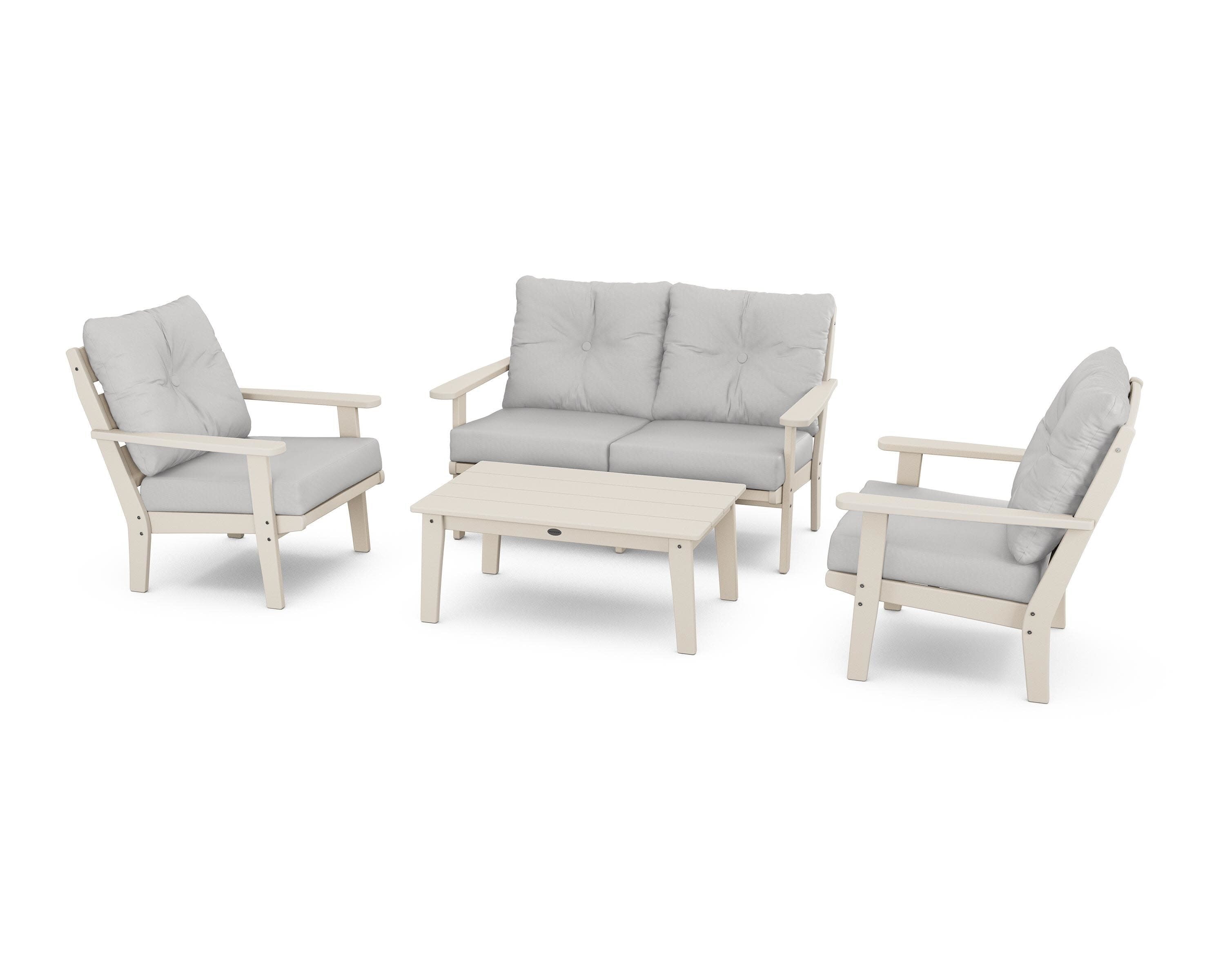 Lakeside 4-Piece Deep Seating Set in Sand / Diamond in the Rough