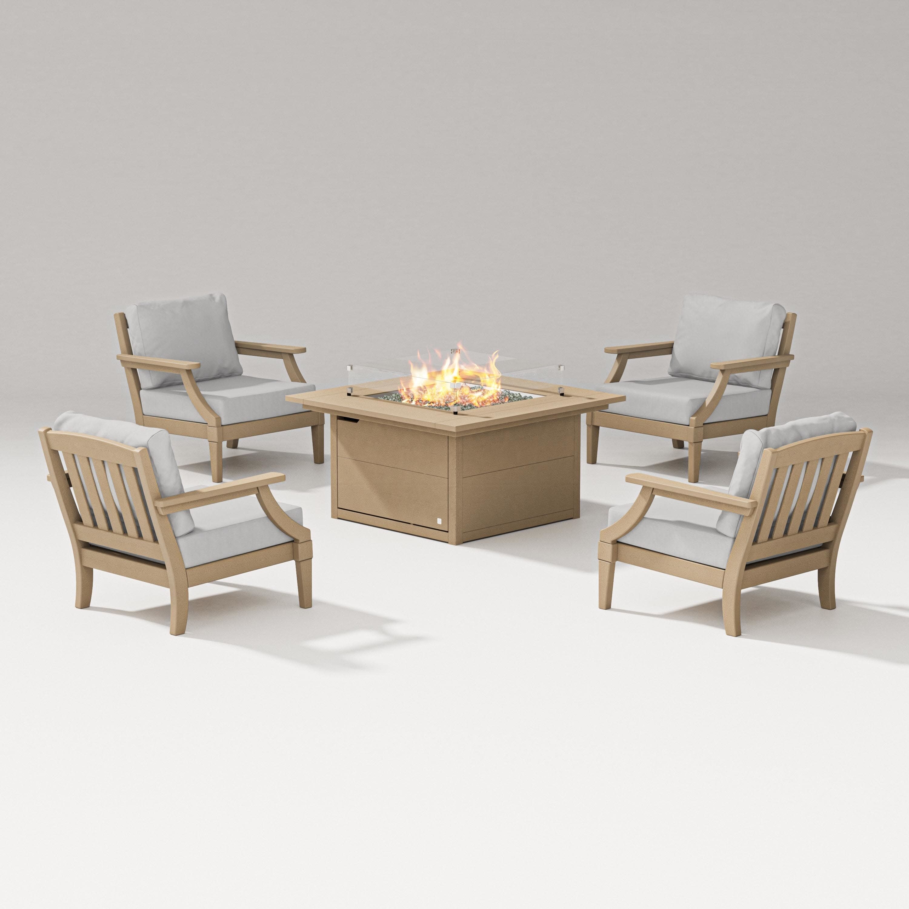 Estate 5-Piece Lounge Fire Table Set in Vintage Sahara / Diamond in the Rough