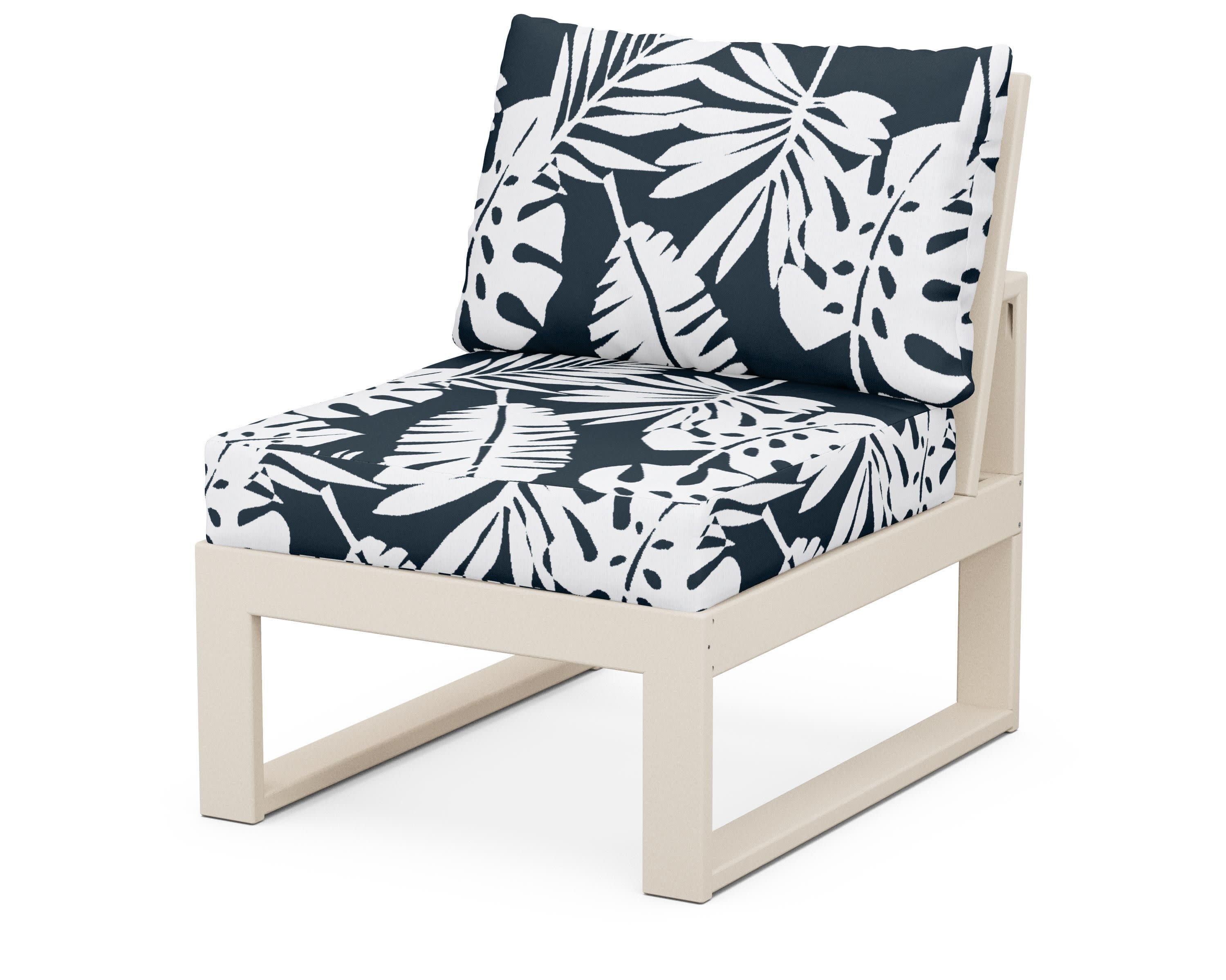 Modular Armless Chair in Sand / Leaf Marine Indigo