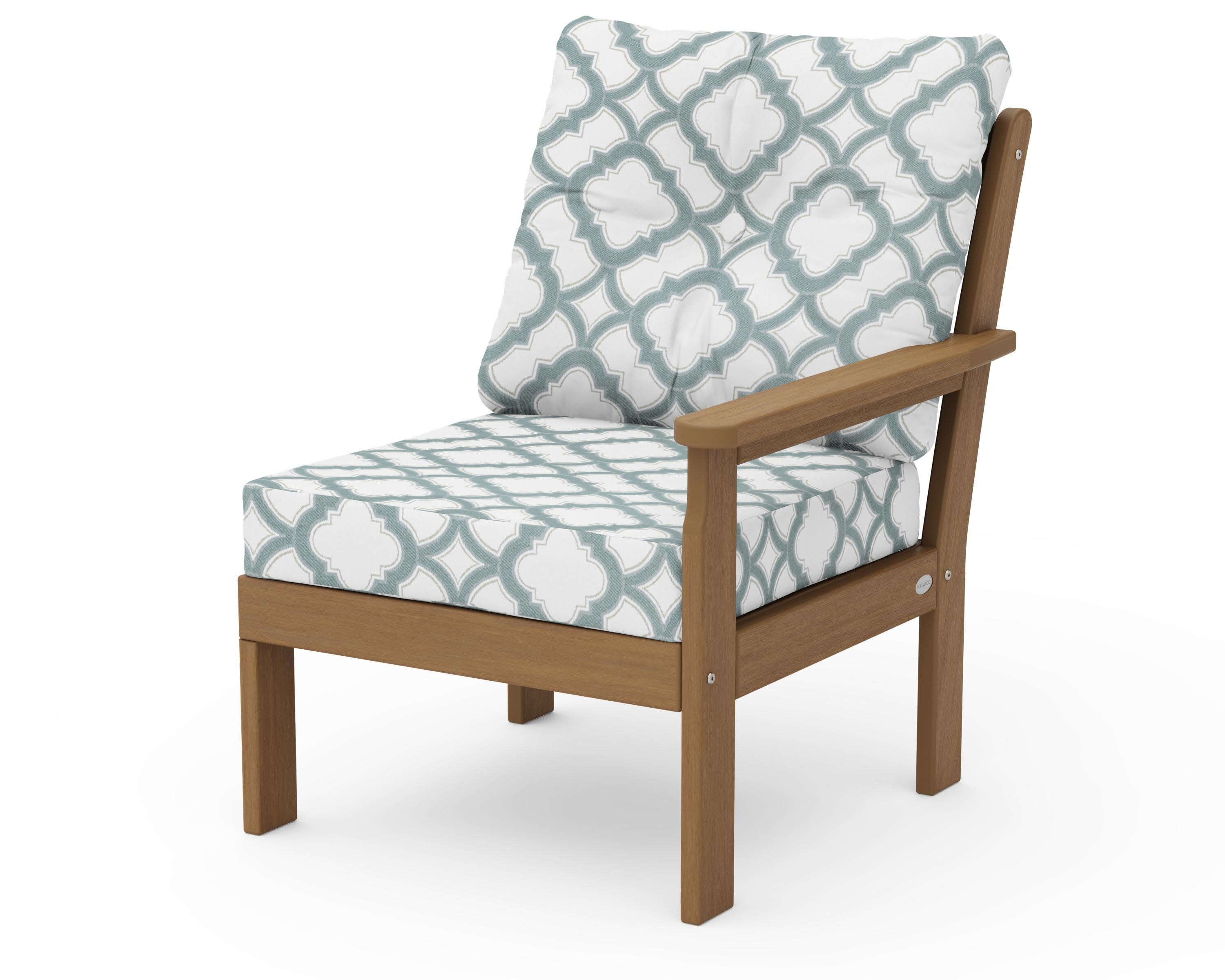 Vineyard Modular Right Arm Chair in Natural / Trellis Glacier Spa