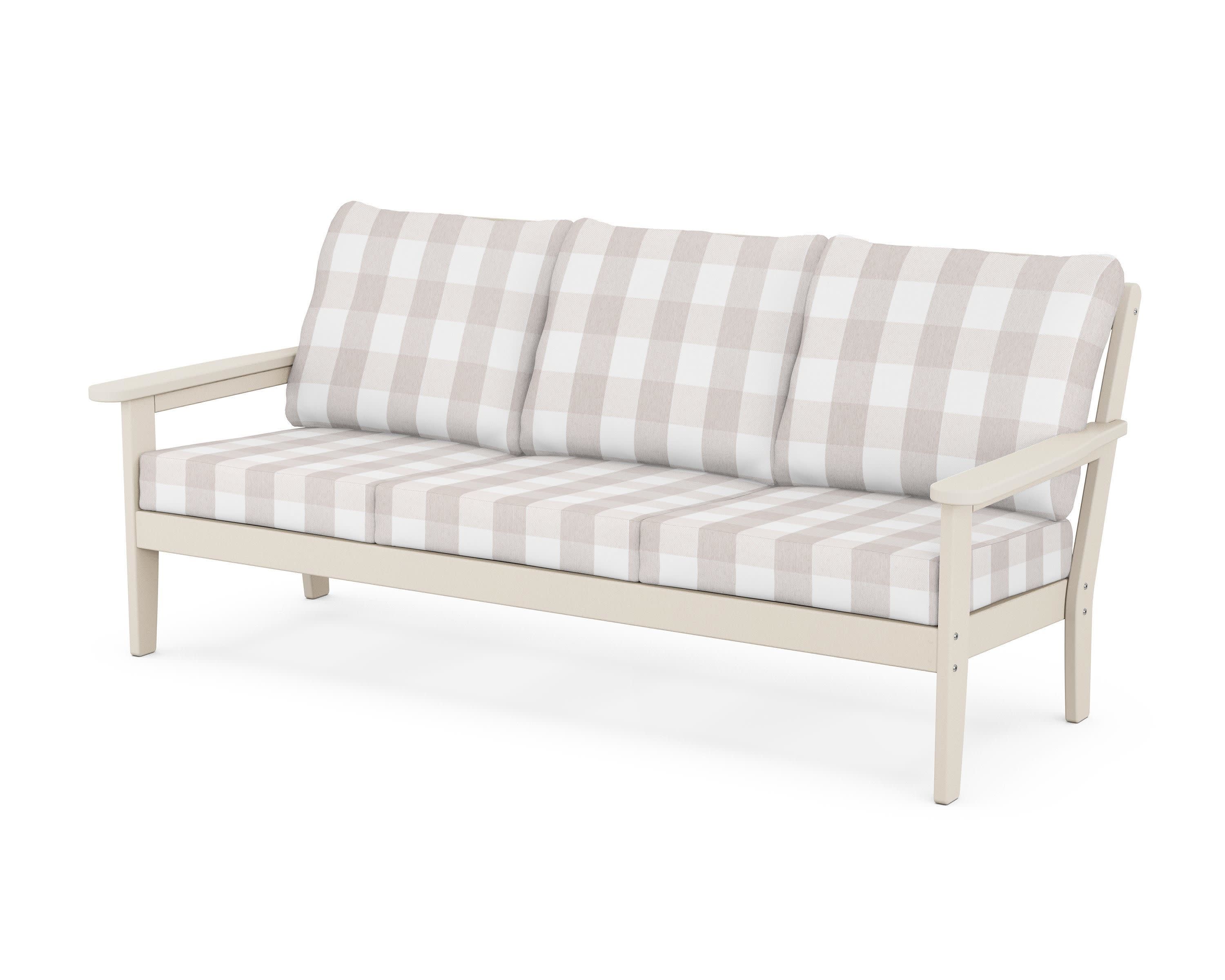 Cottage Deep Seating Sofa in Sand / Buffalo Plaid Dune Burlap