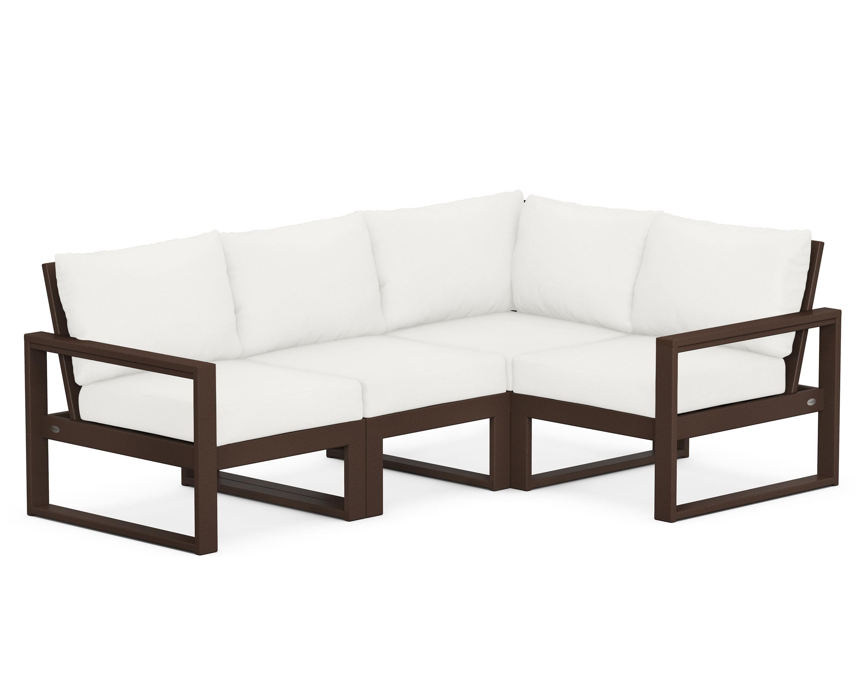 EDGE 4-Piece Modular Deep Seating Set in Mahogany / Natural Linen