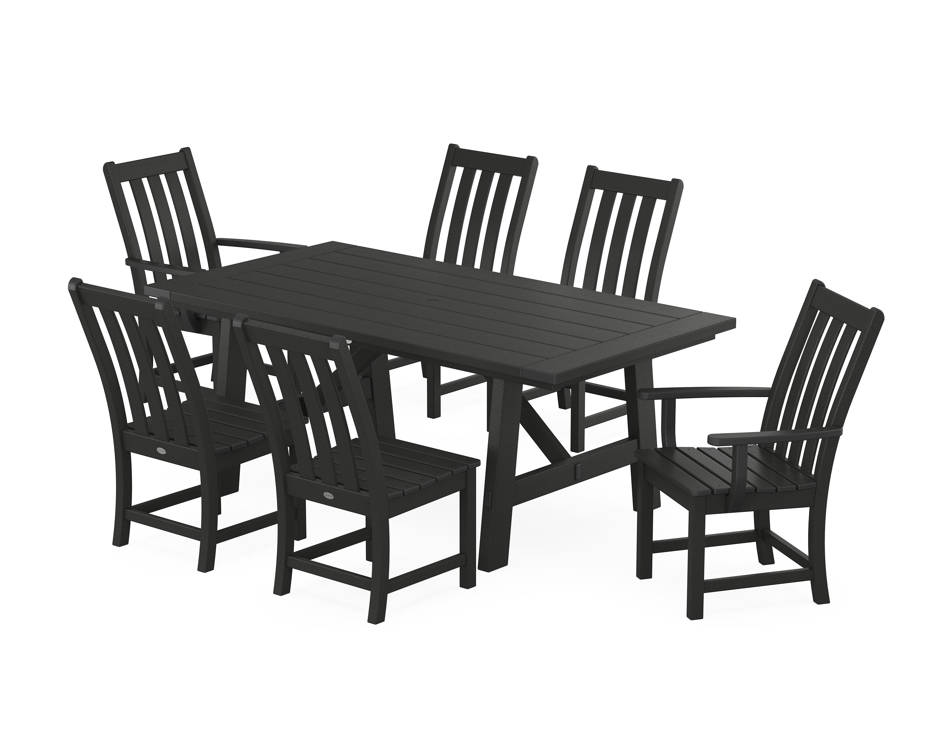 Vineyard 7-Piece Rustic Farmhouse Dining Set in Black
