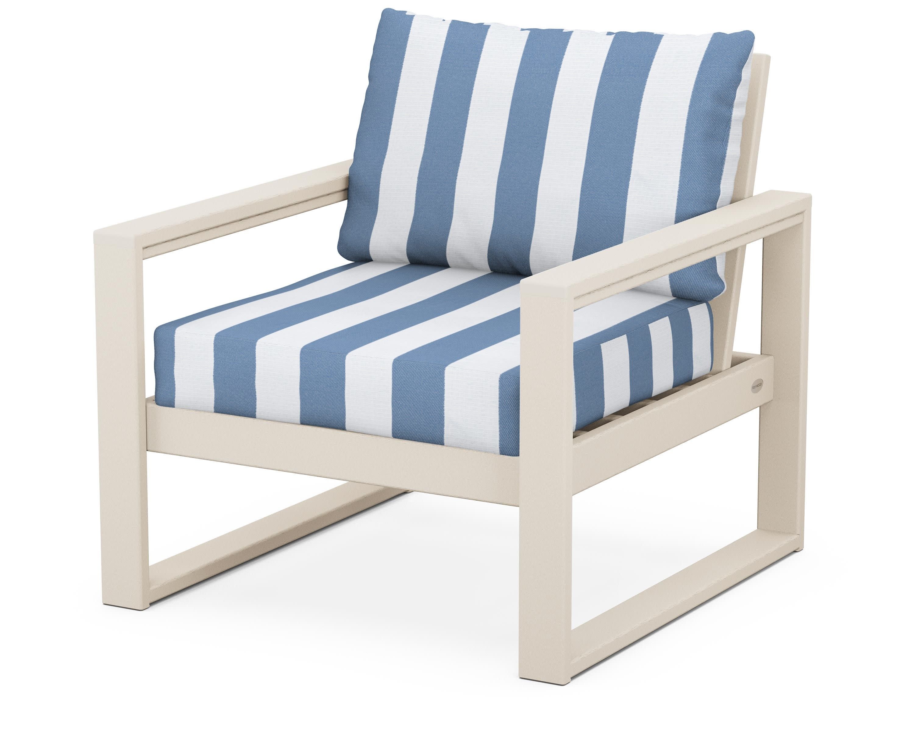 EDGE Club Chair in Sand / Cabana Stripe Sky Blue