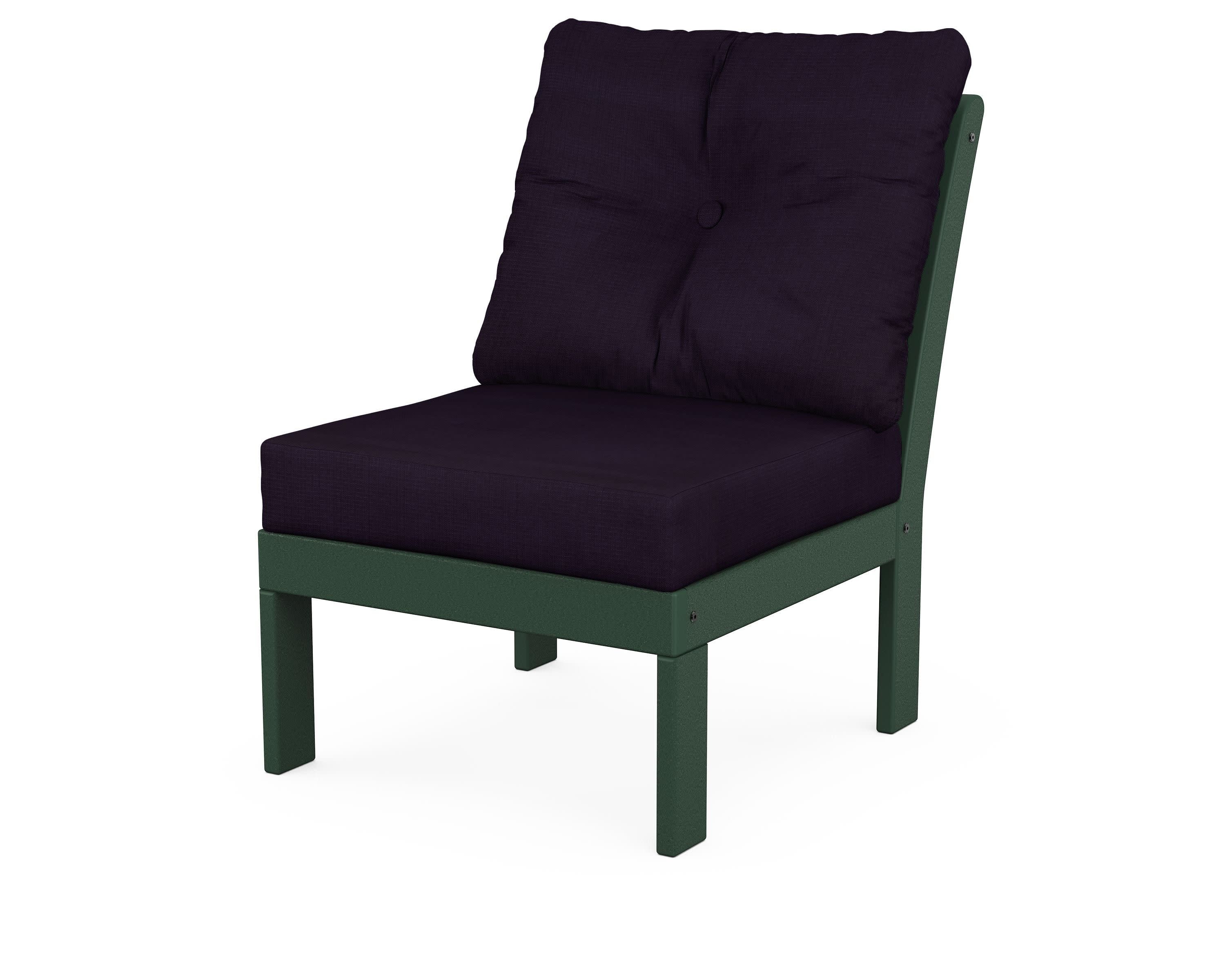 Vineyard Modular Armless Chair in Green / Navy Linen