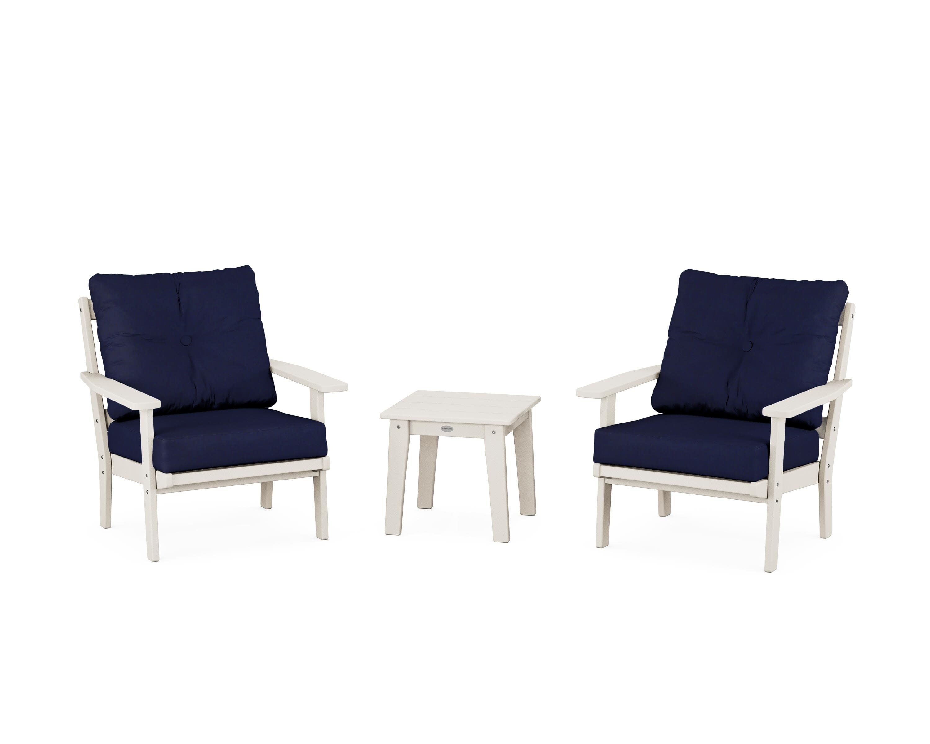 Oxford 3-Piece Deep Seating Set in Sand / Navy