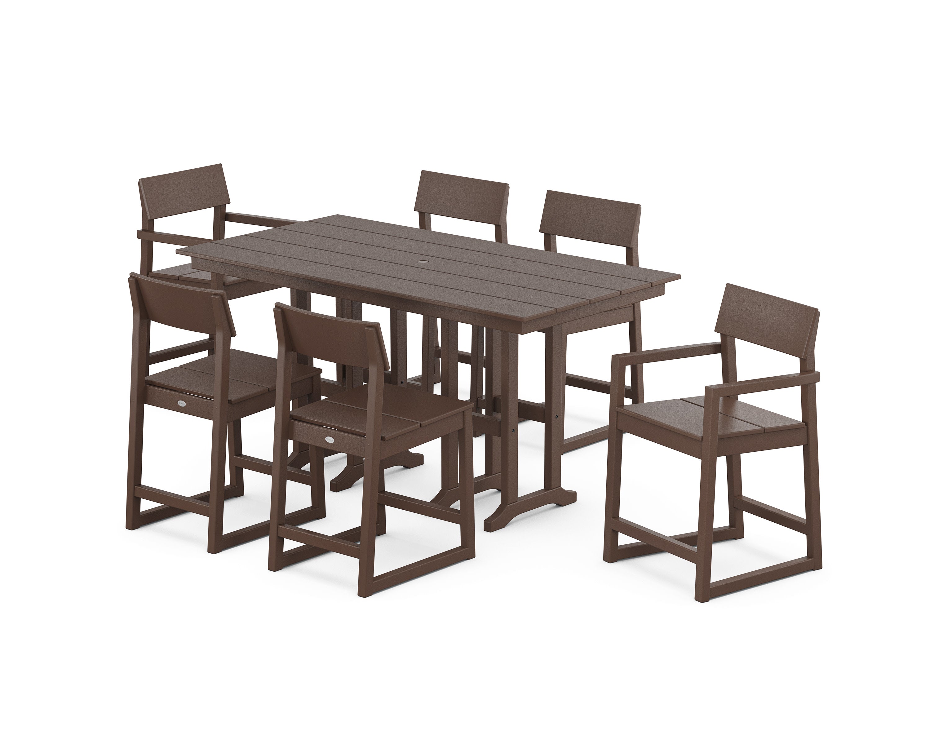 EDGE 7-Piece Farmhouse Counter Set in Mahogany