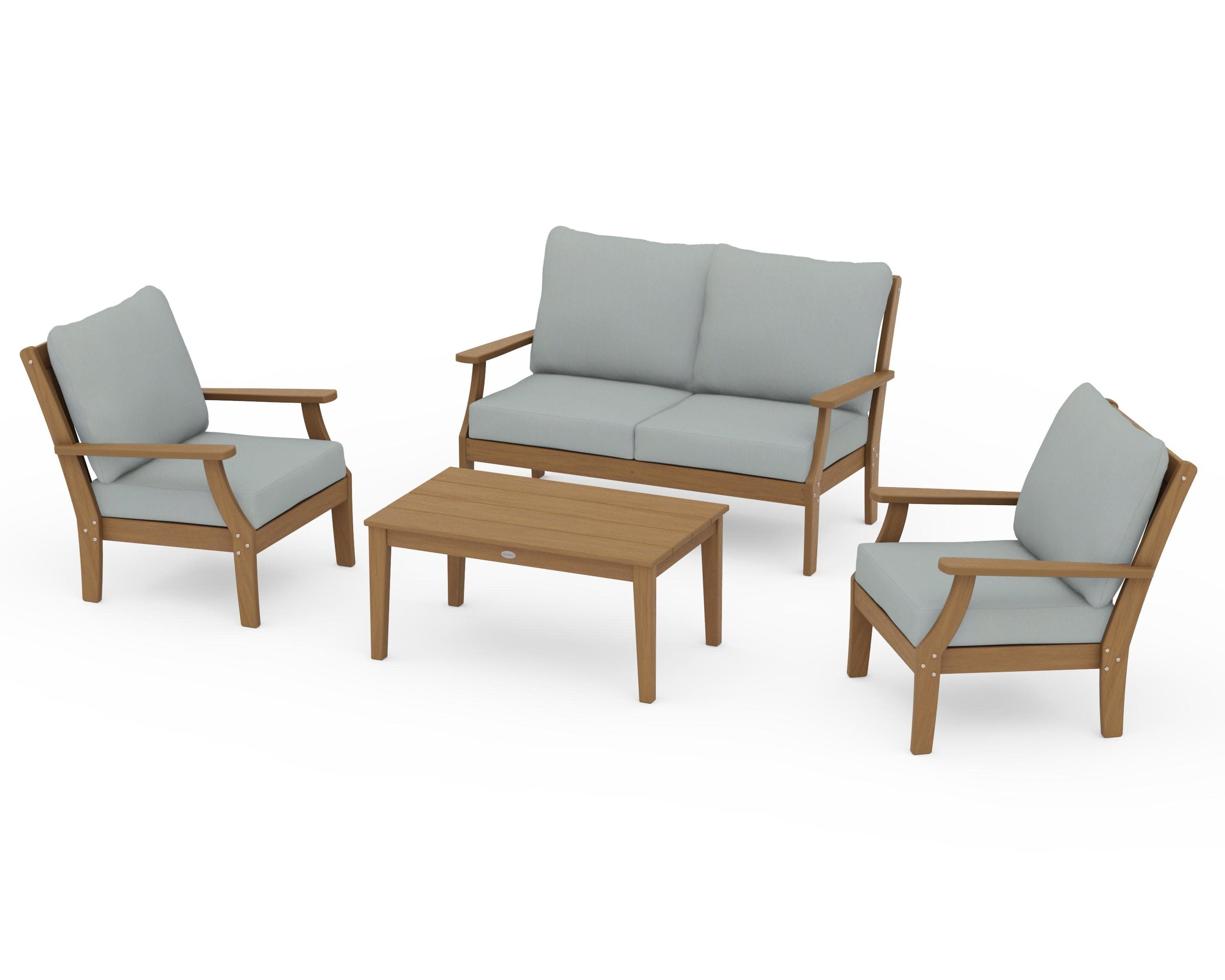 Braxton 4-Piece Deep Seating Chair Set in Natural / Spa