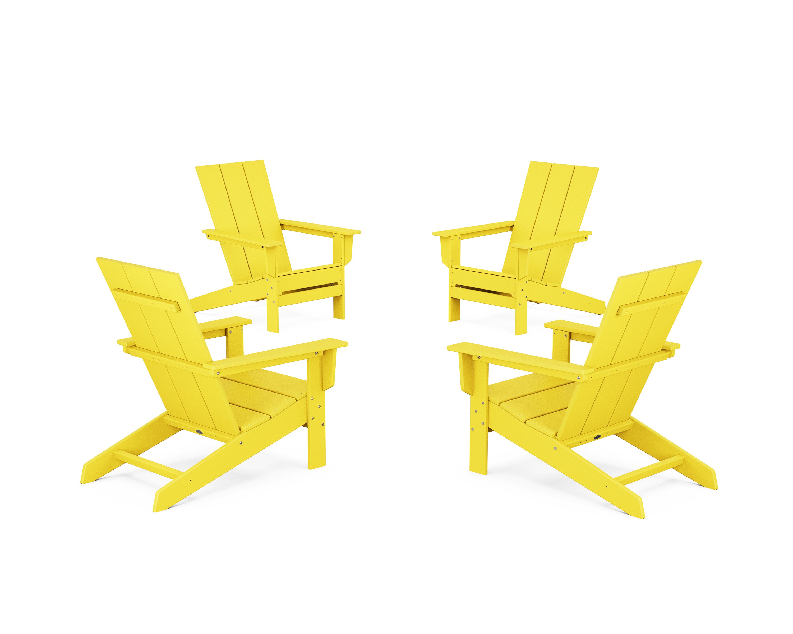 4-Piece Modern Studio Adirondack Chair Conversation Set in Lemon