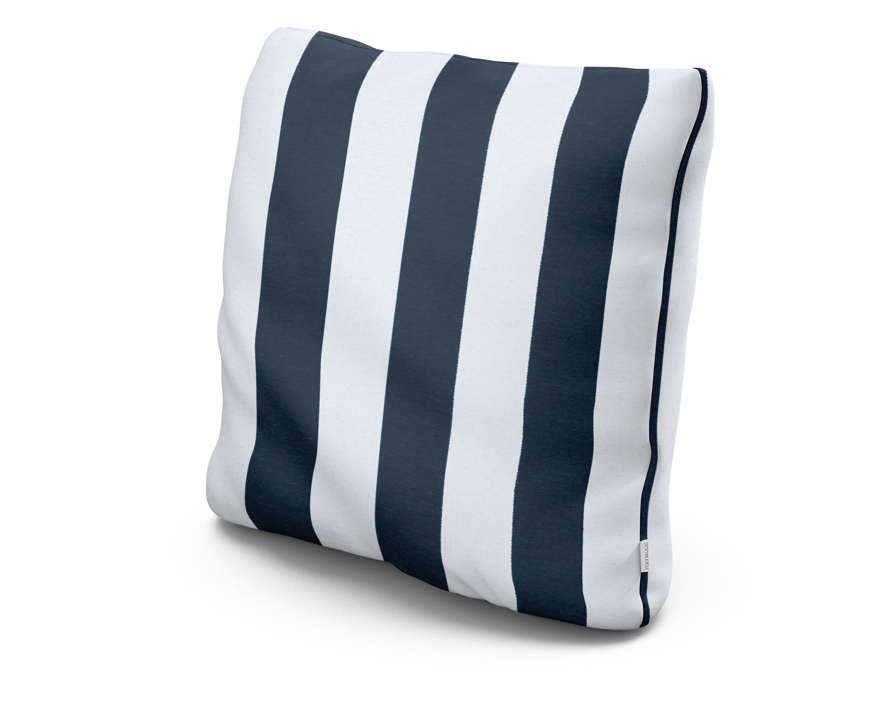 20" Outdoor Throw Pillow in Cabana Stripe Marine Indigo