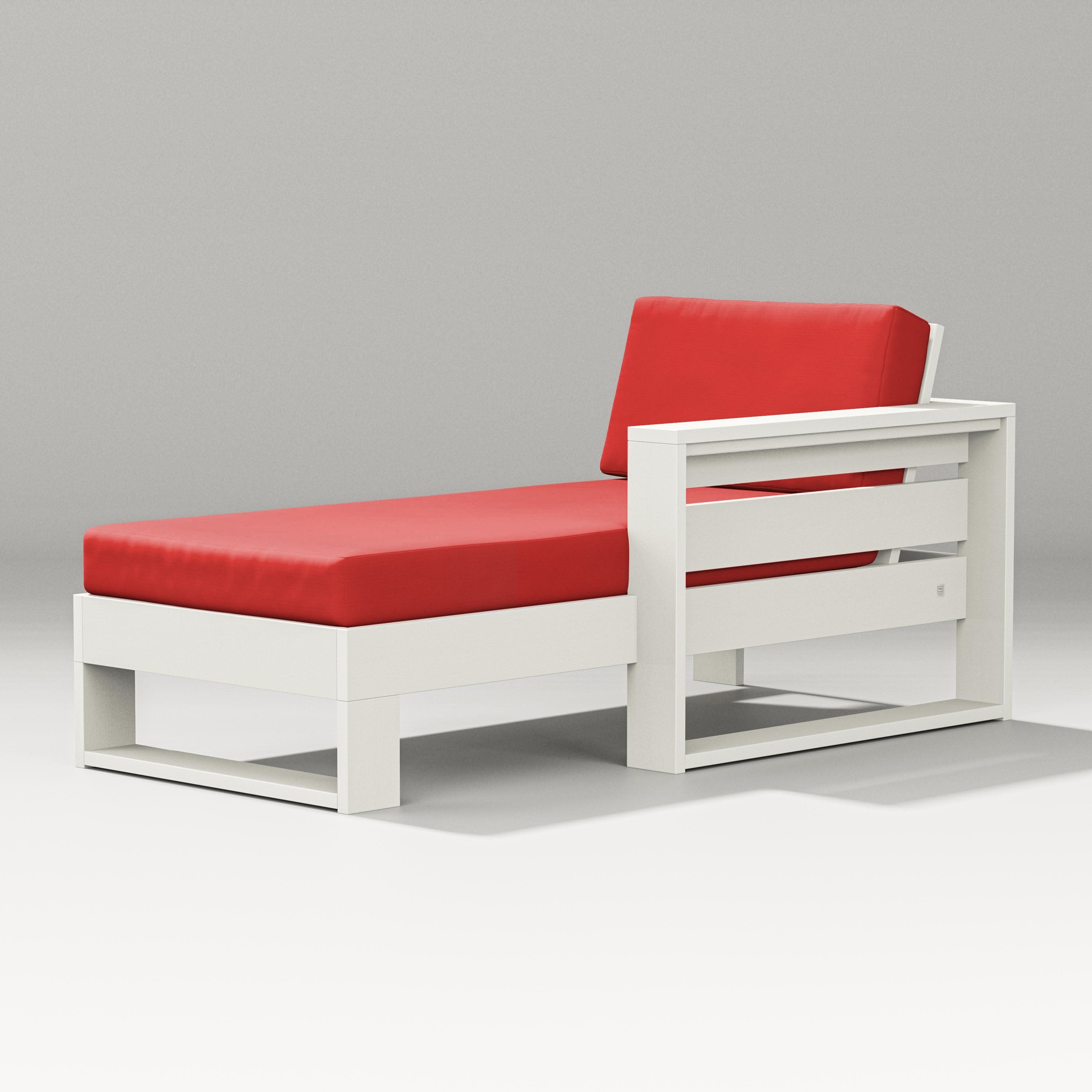 Latitude Modular Right Arm Chaise in Vintage White / Crimson Linen