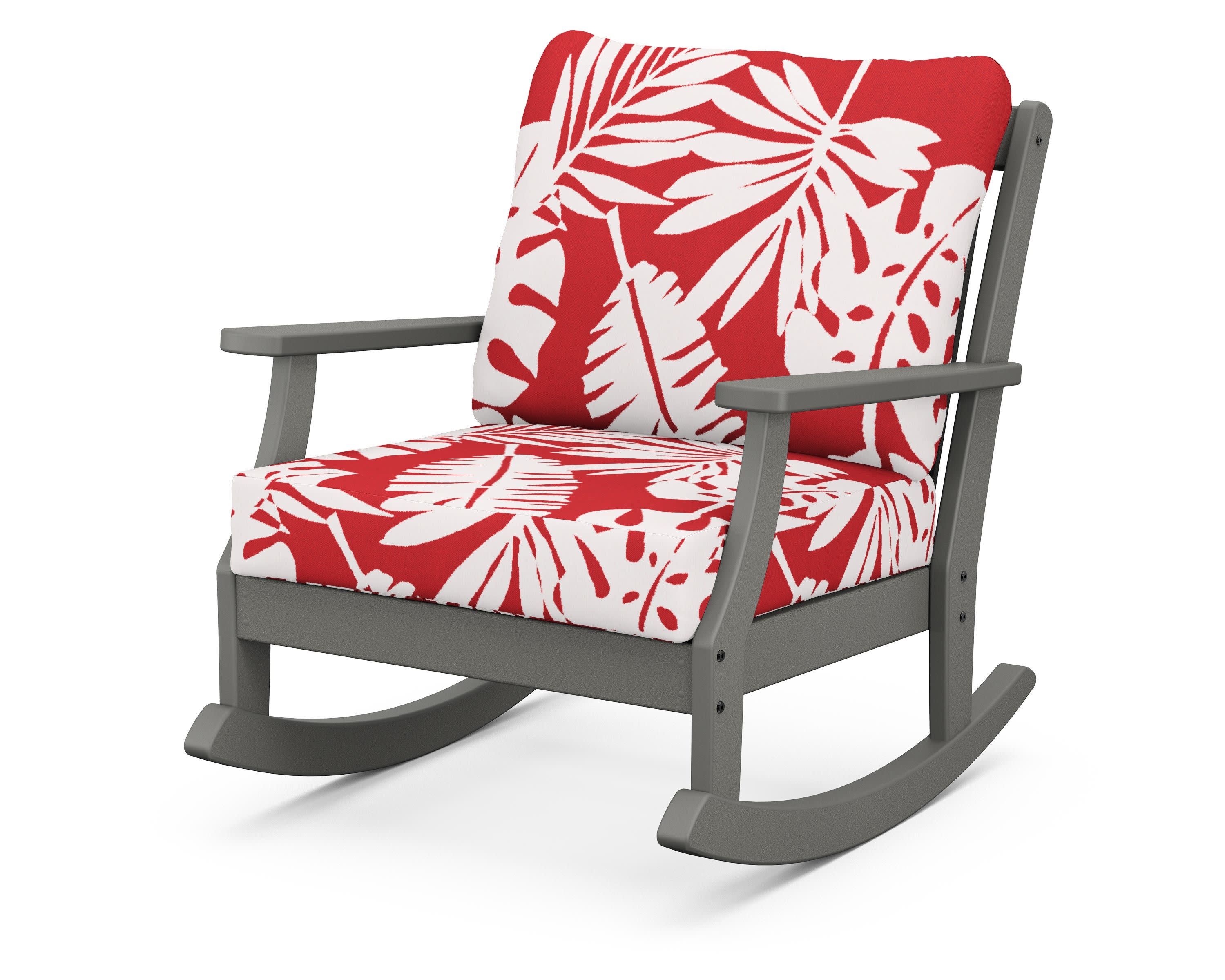 Braxton Deep Seating Rocking Chair in Slate Grey / Leaf Crimson