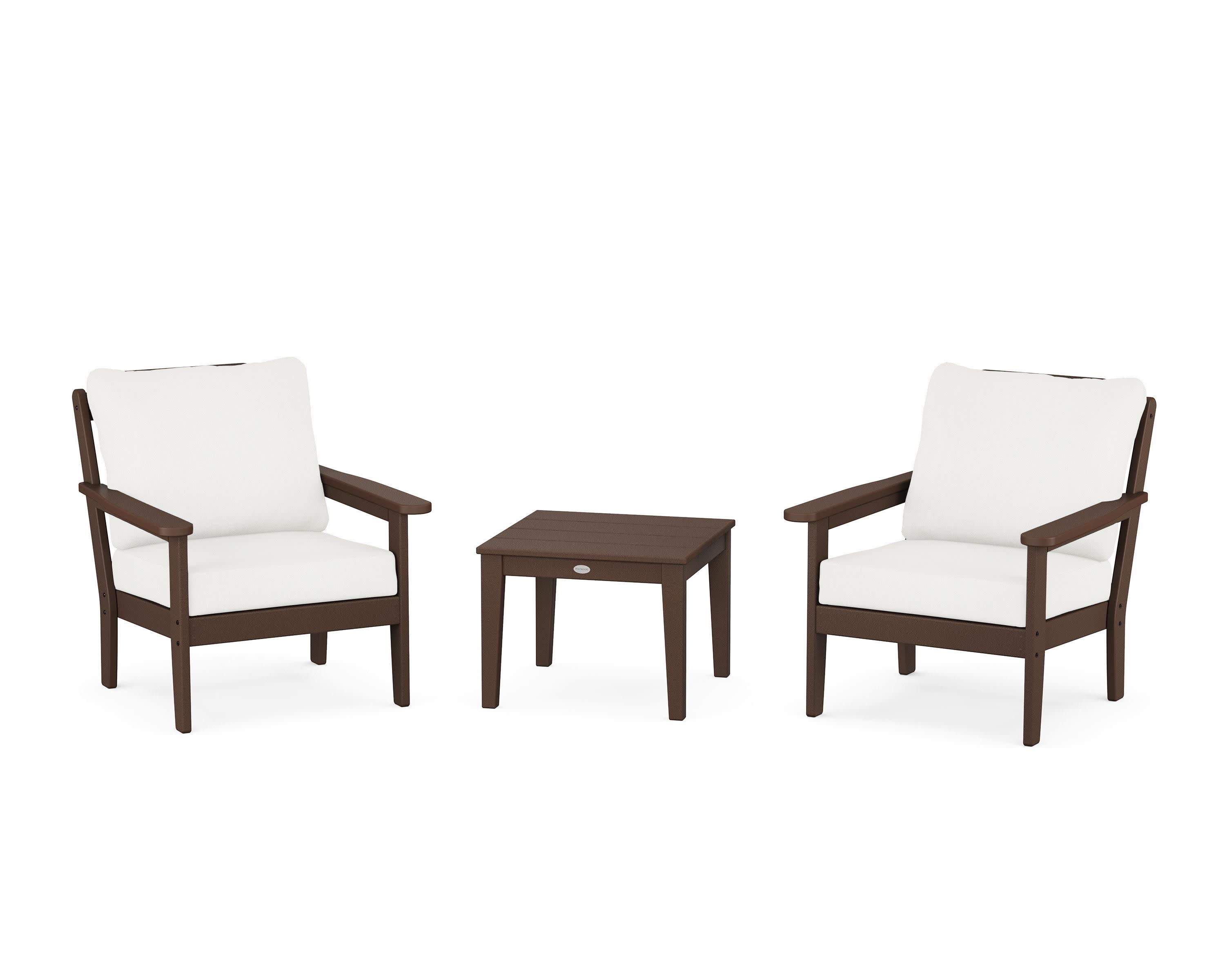 Cottage 3-Piece Deep Seating Set in Mahogany / Natural Linen