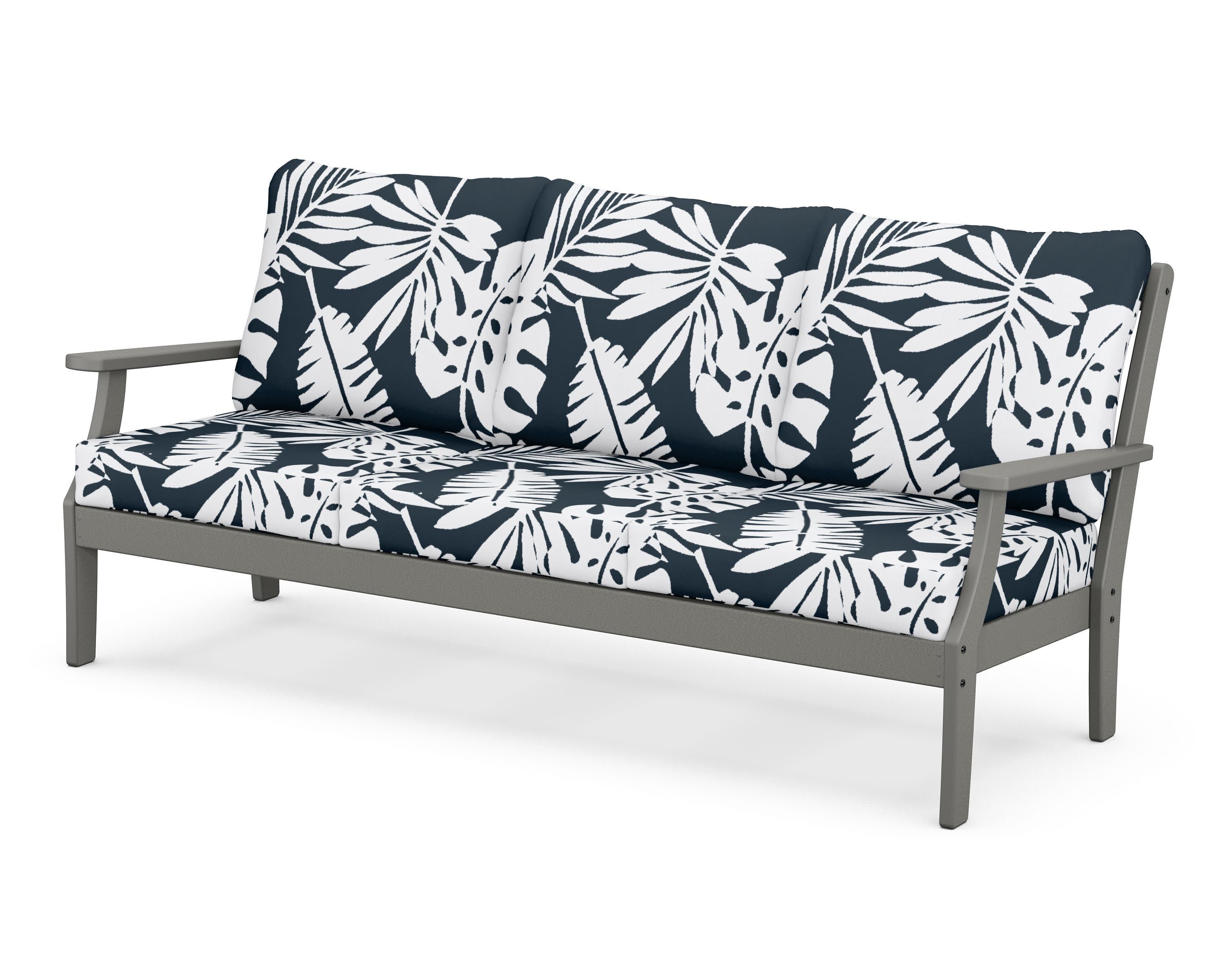 Braxton Deep Seating Sofa in Slate Grey / Leaf Marine Indigo