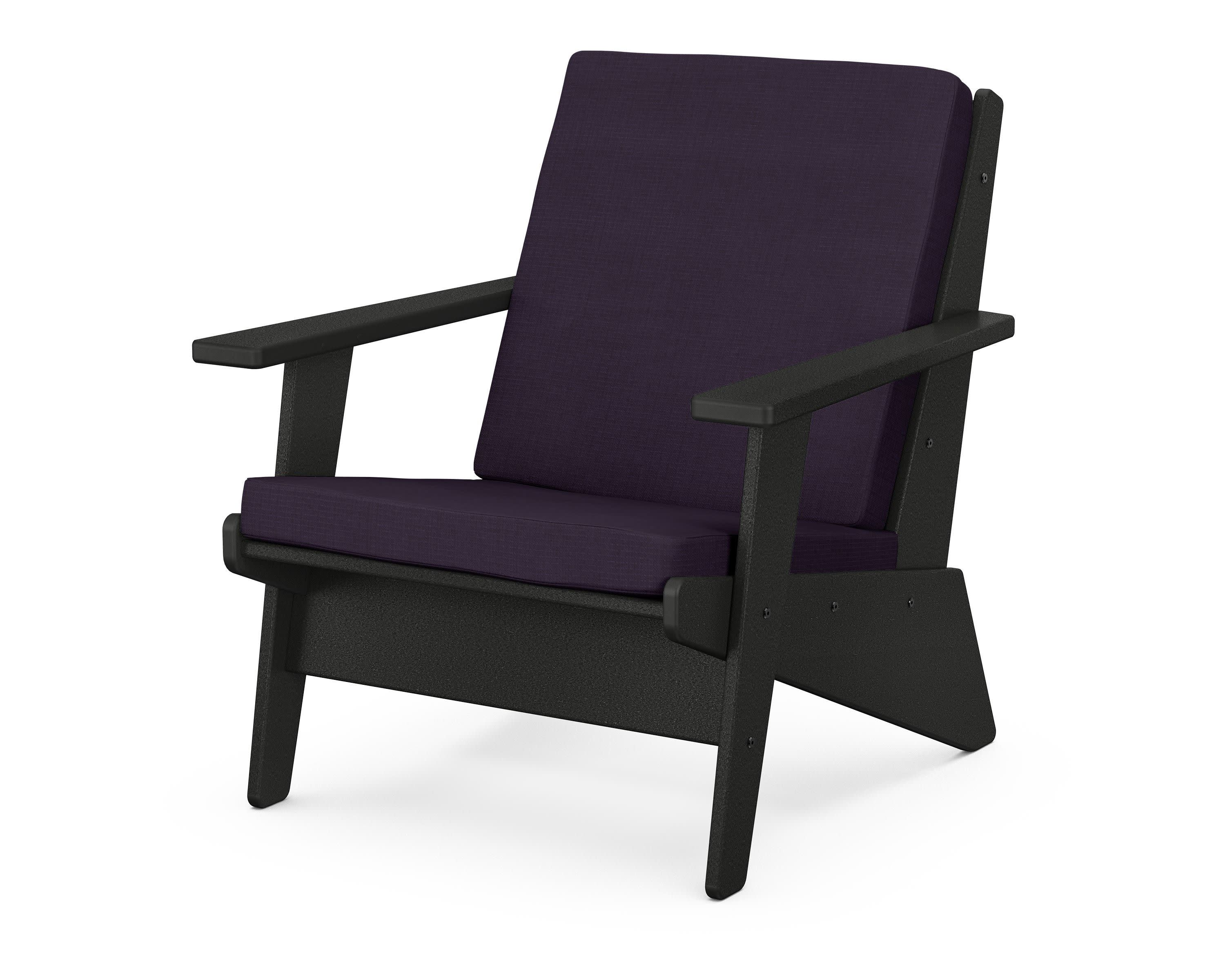 Riviera Modern Lounge Chair in Black / Navy Linen