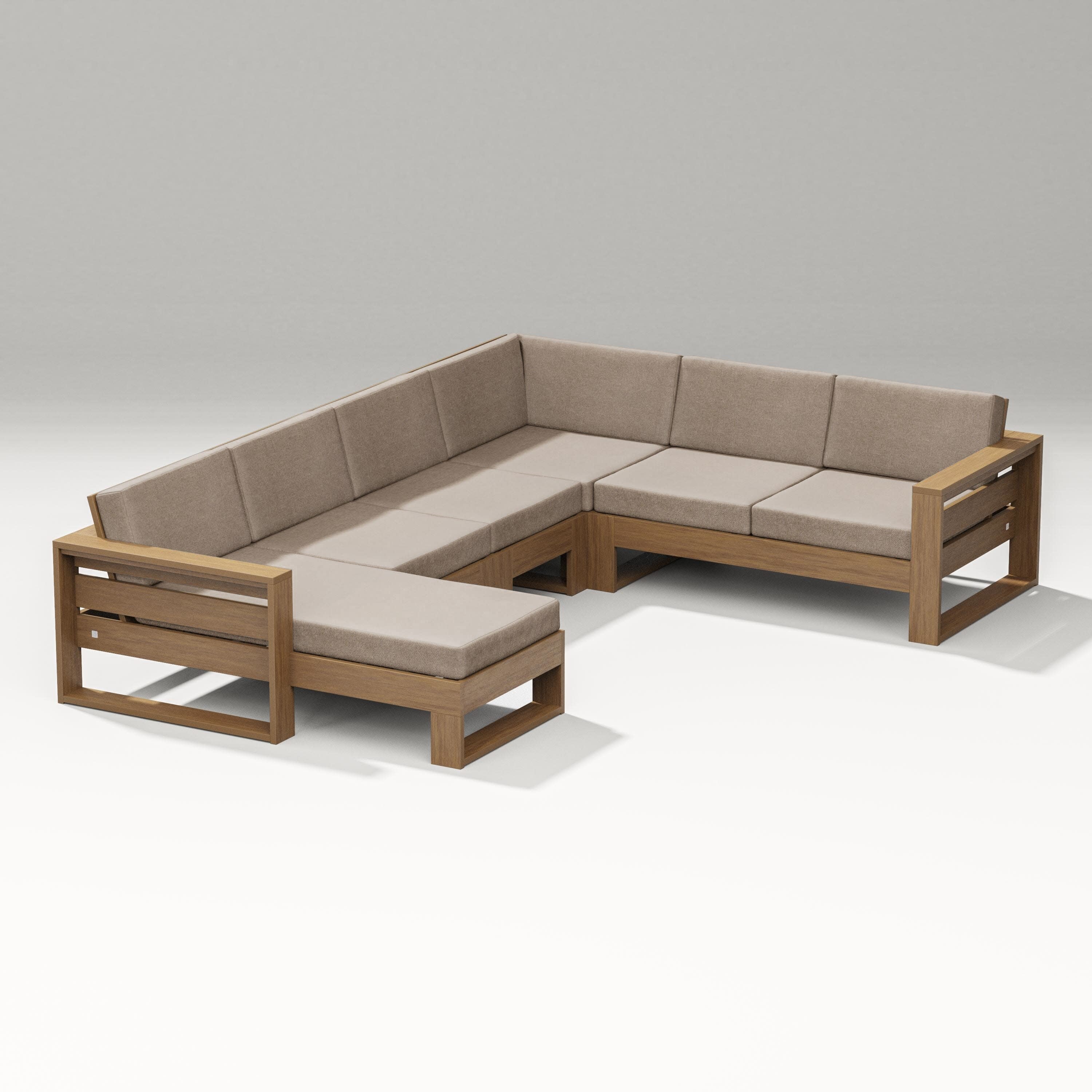 Latitude Corner Sectional with Left Chaise in Natural / Spiced Burlap