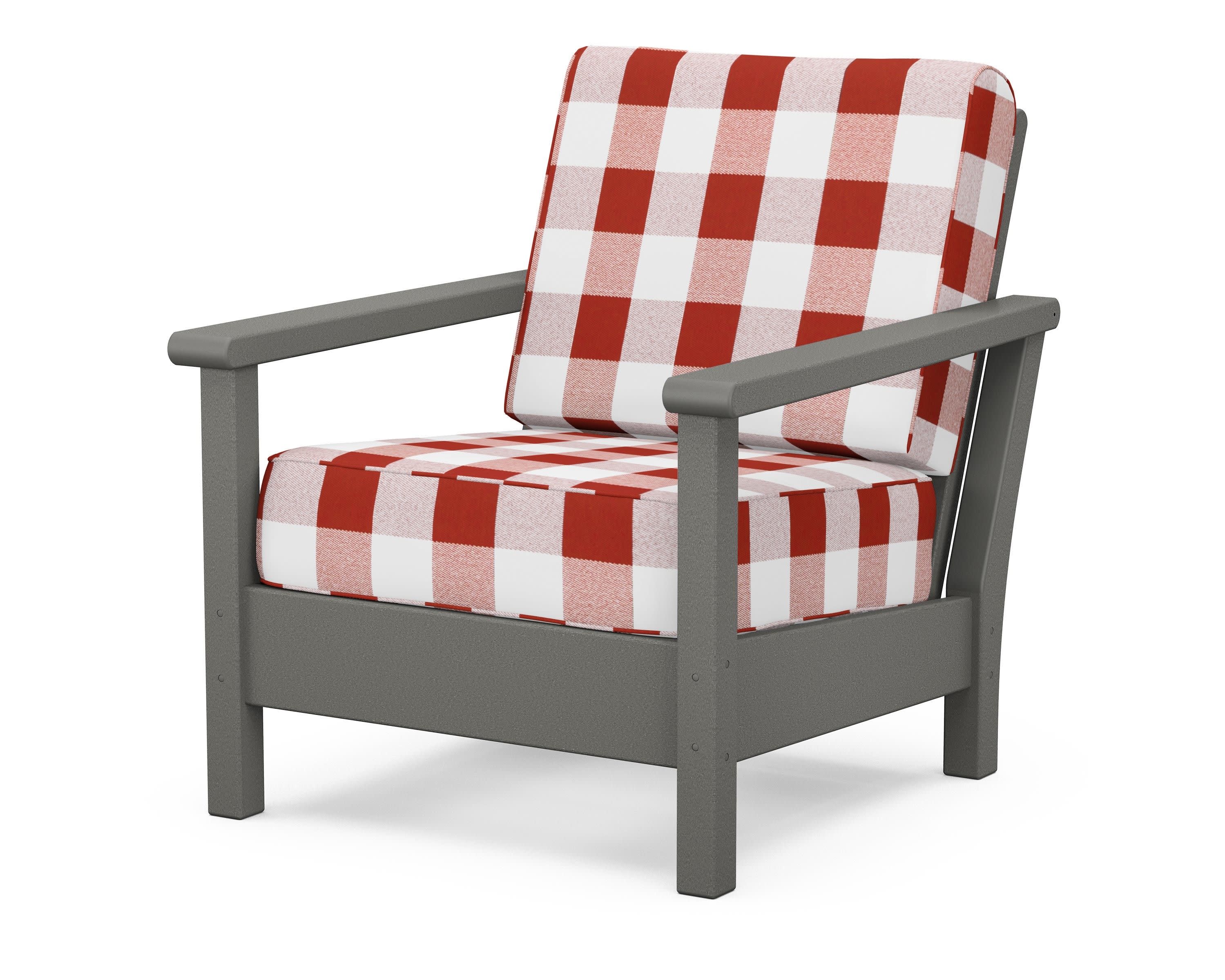 Harbour Deep Seating Chair in Slate Grey / Buffalo Plaid Crimson