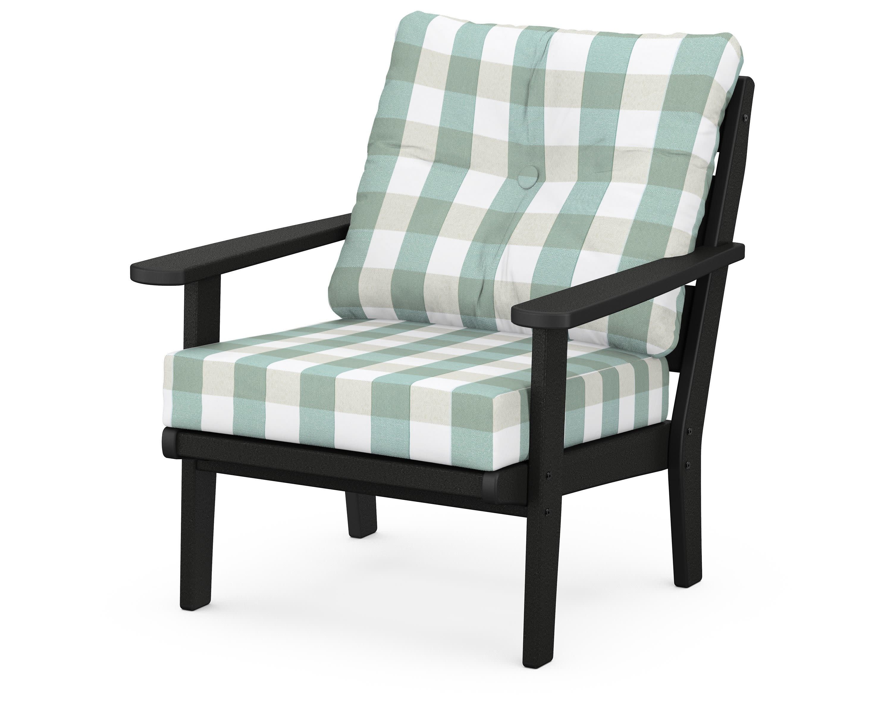 Lakeside Deep Seating Chair in Black / Buffalo Plaid Glacier Spa