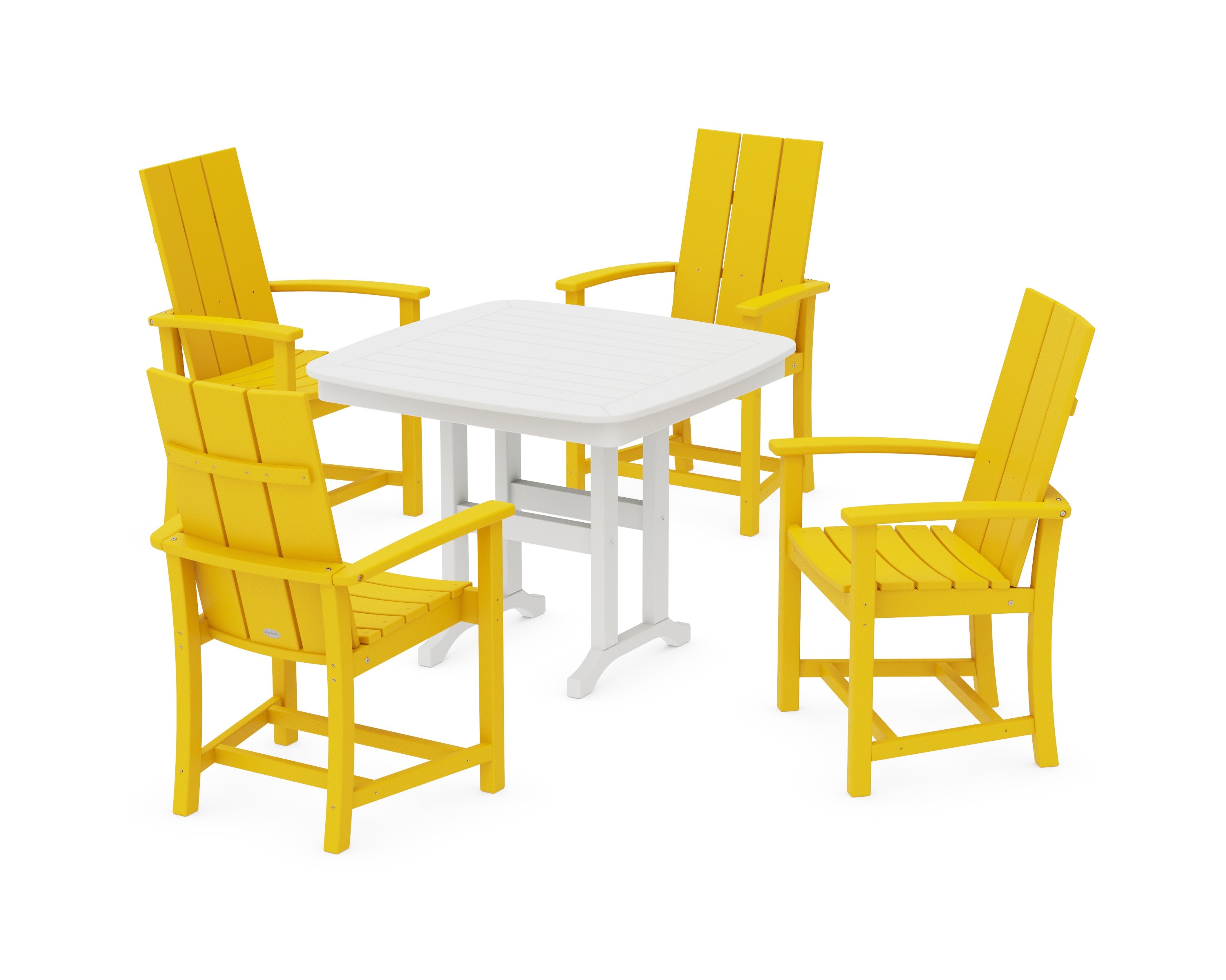Modern Adirondack 5-Piece Dining Set in Lemon / White