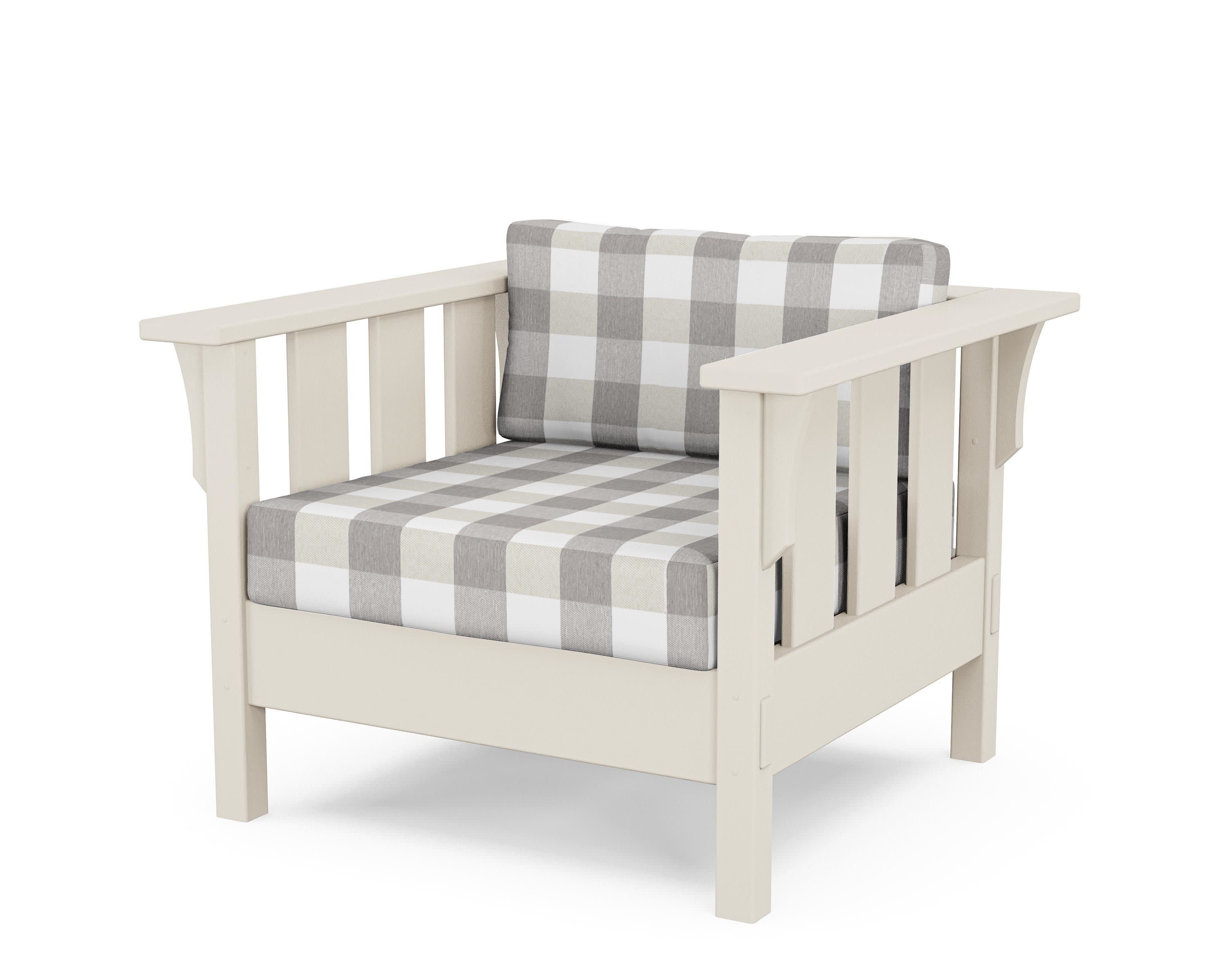 Acadia Deep Seating Chair in Sand / Buffalo Plaid Grey Mist