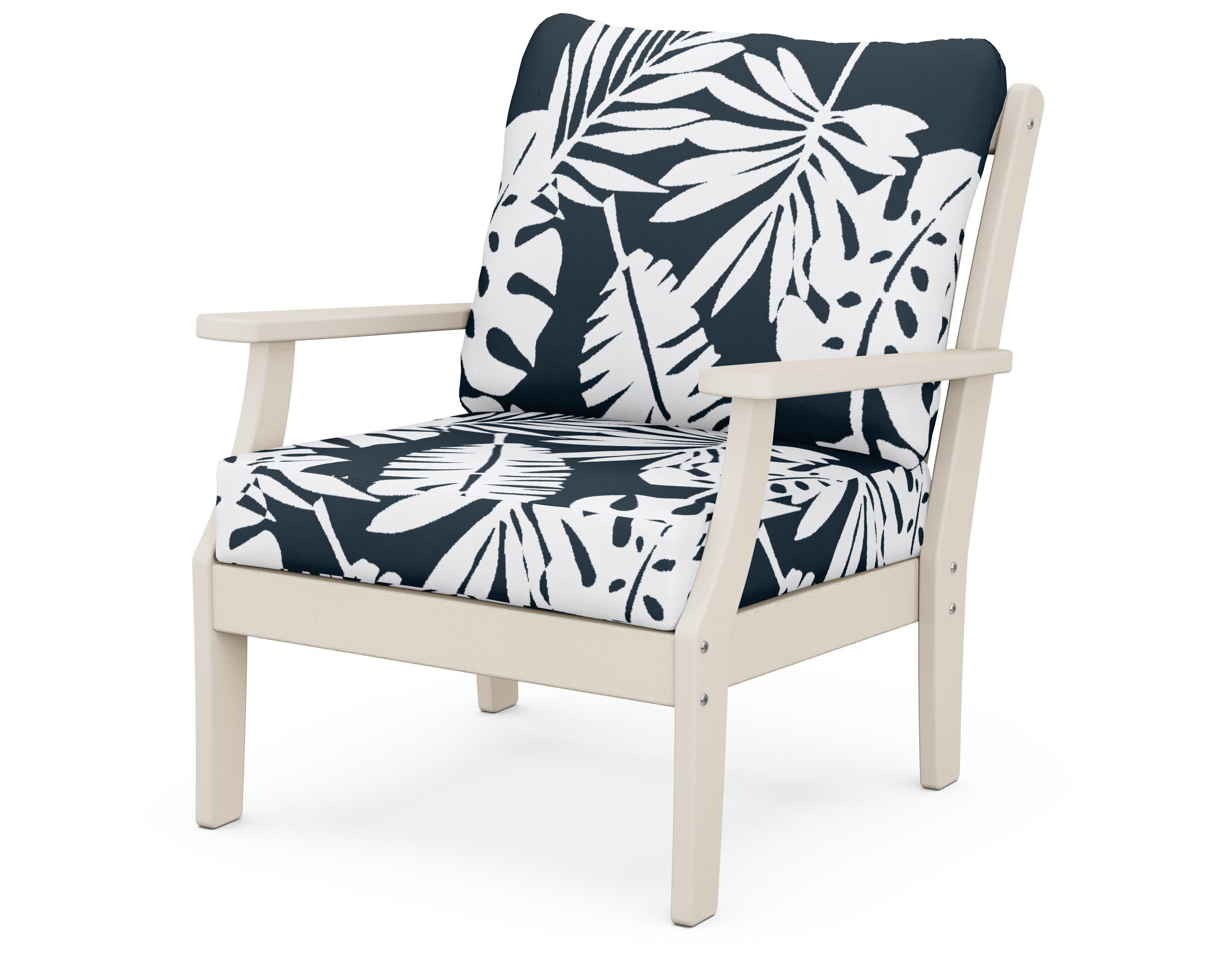 Braxton Deep Seating Chair in Sand / Leaf Marine Indigo