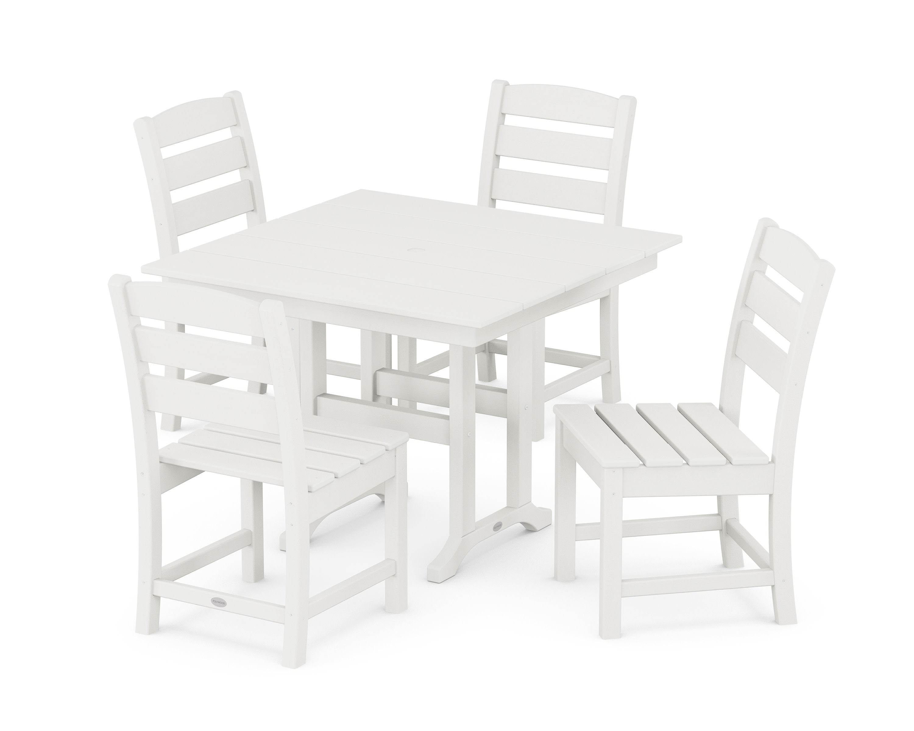 Lakeside Side Chair 5-Piece Farmhouse Dining Set in Vintage White