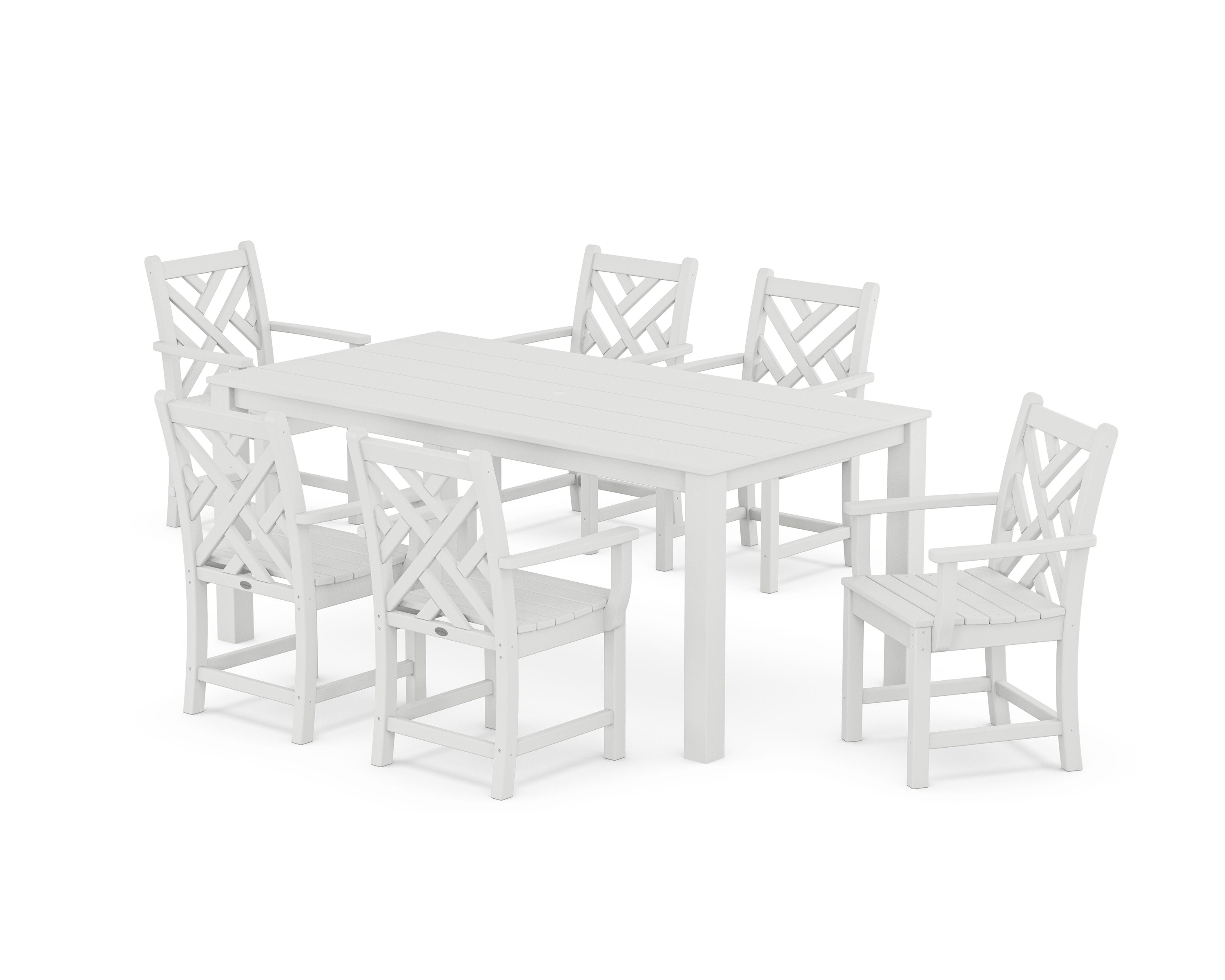 Chippendale Arm Chair 7-Piece Parsons Dining Set in White