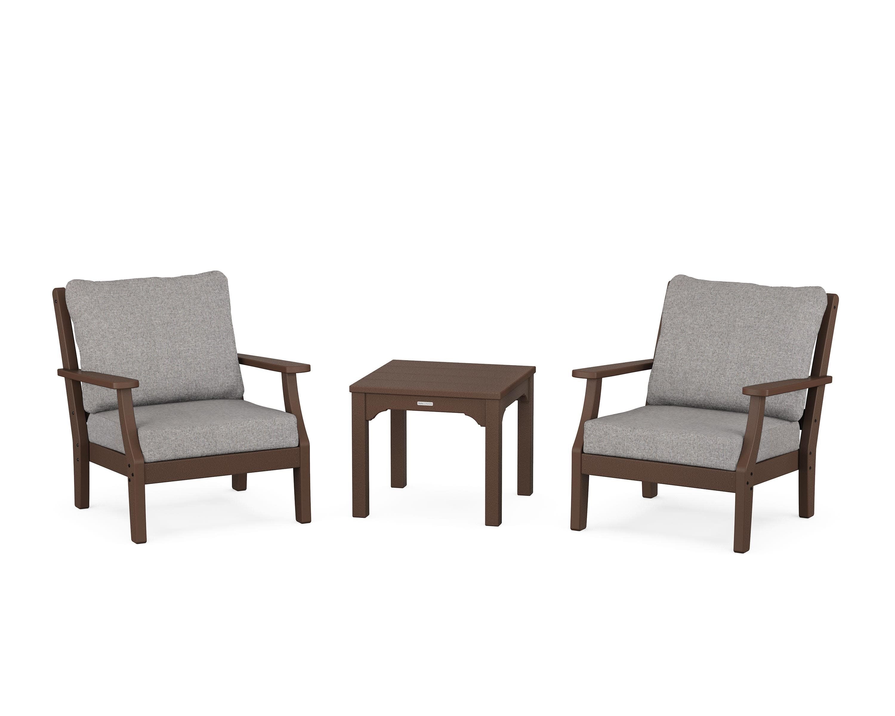 Chinoiserie 3-Piece Deep Seating Set in Mahogany / Grey Mist