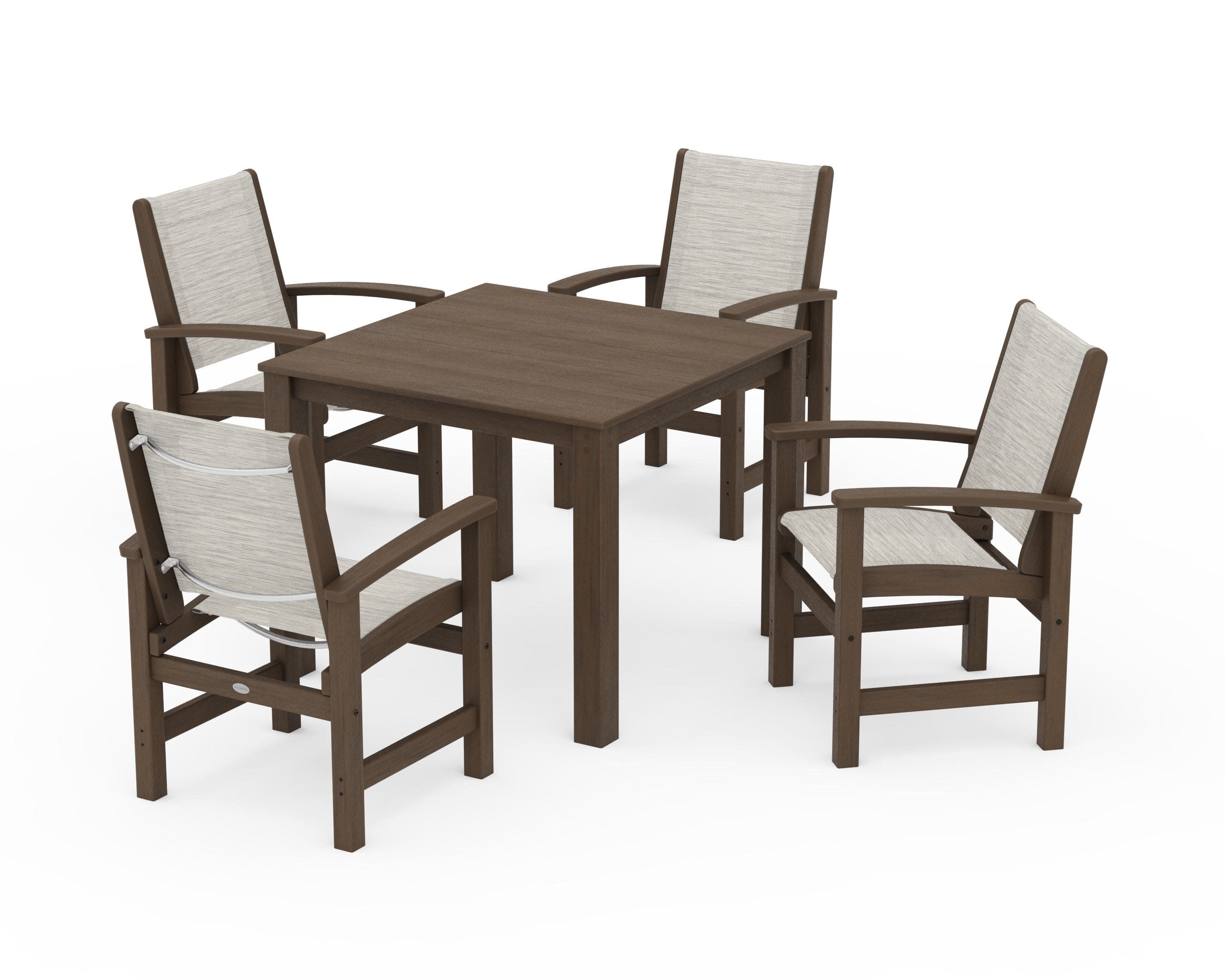 Coastal 5-Piece Parsons Dining Set in Kona / Birch Sling