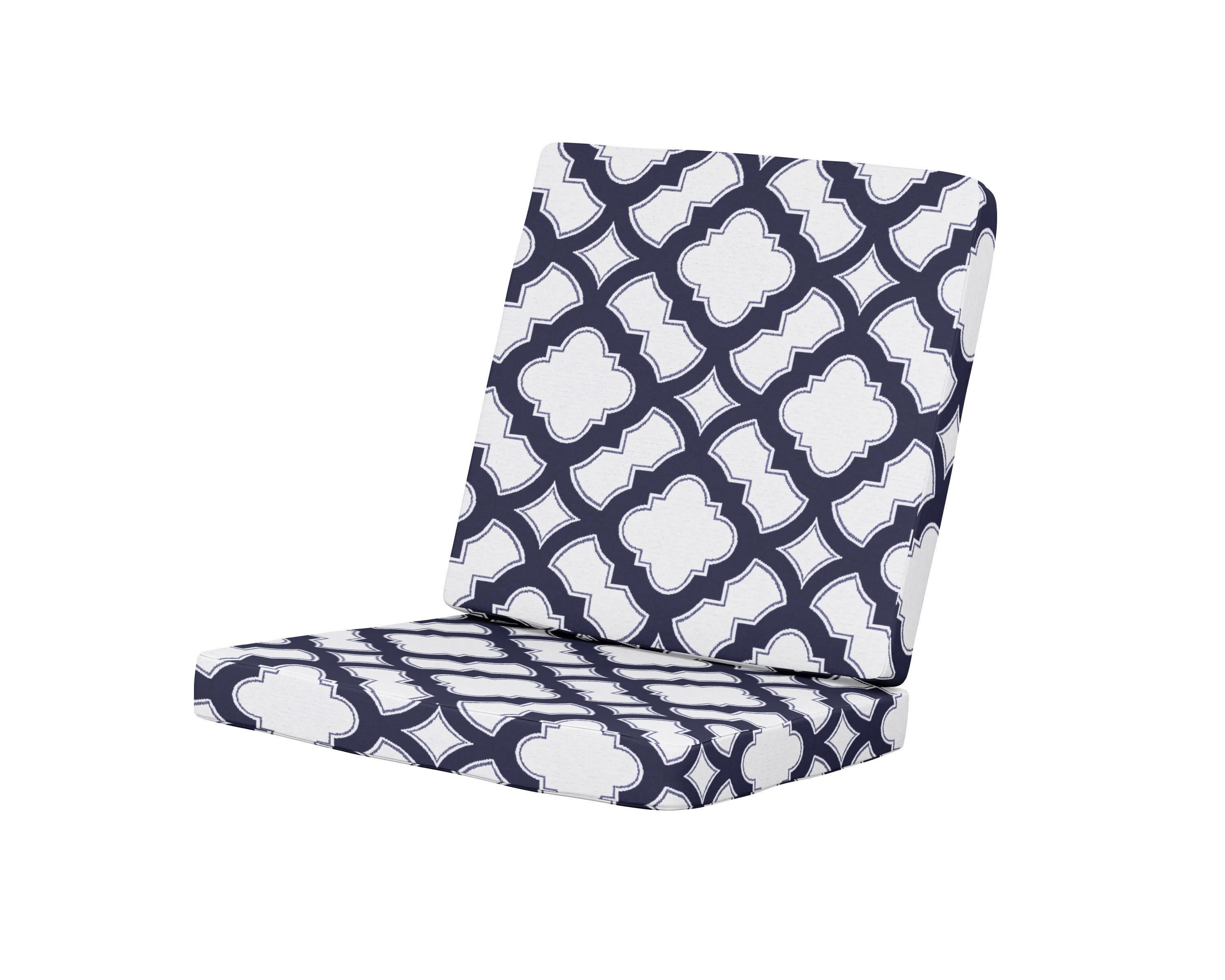 Modern Chair Cushion in Trellis Navy