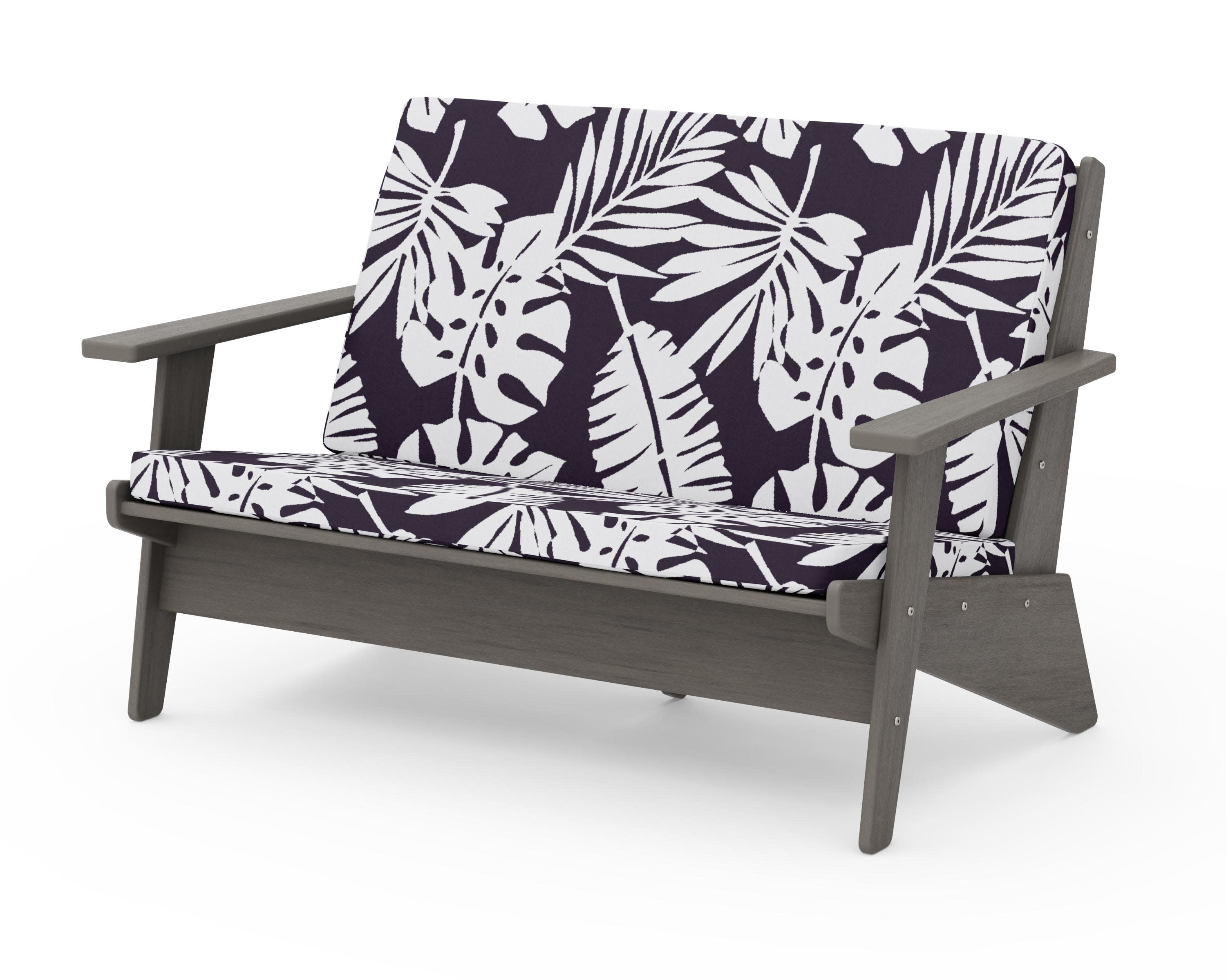 Riviera Modern Lounge Loveseat in Driftwood / Leaf Navy