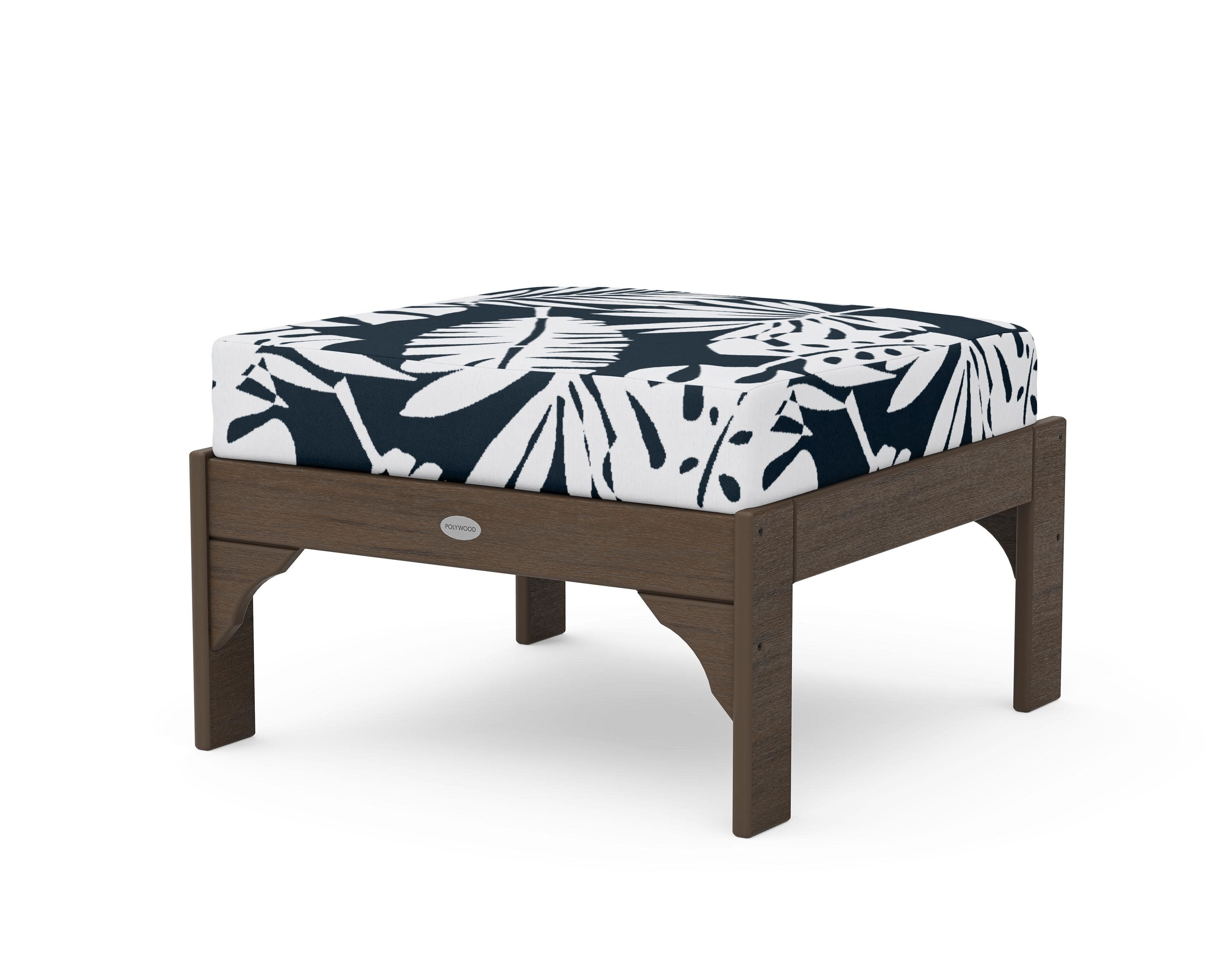 Vineyard Deep Seating Ottoman in Kona / Leaf Marine Indigo