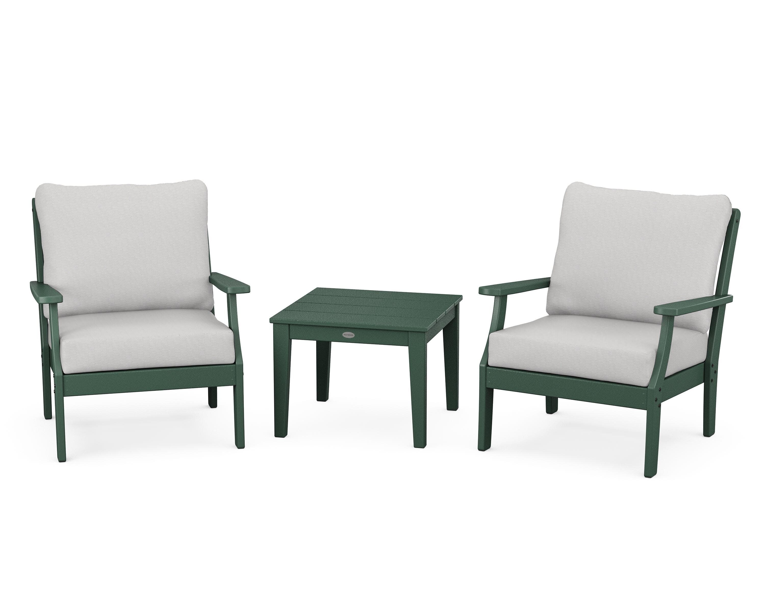 Braxton 3-Piece Deep Seating Set in Green / Diamond in the Rough