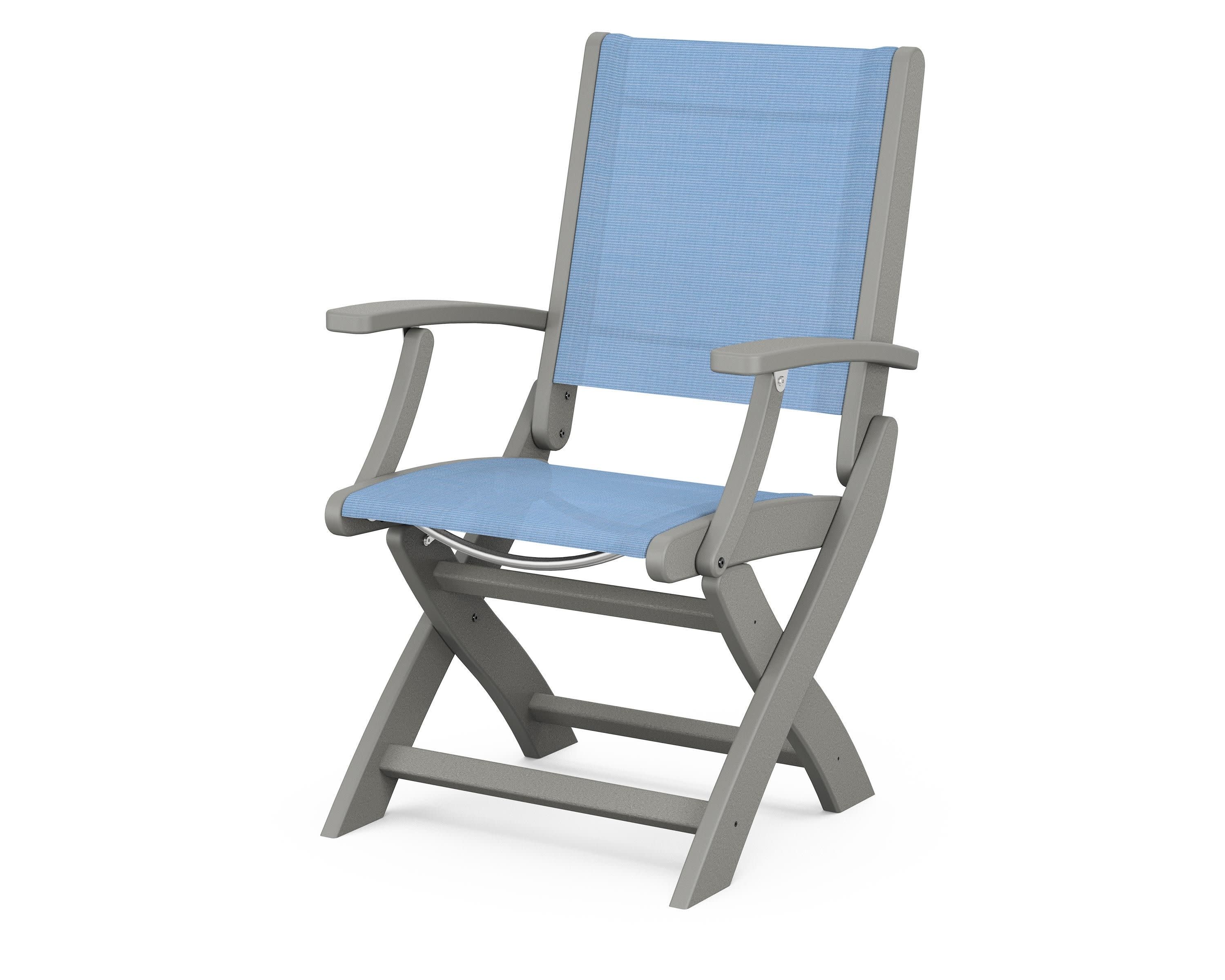 Coastal Folding Chair in Slate Grey / Poolside Sling