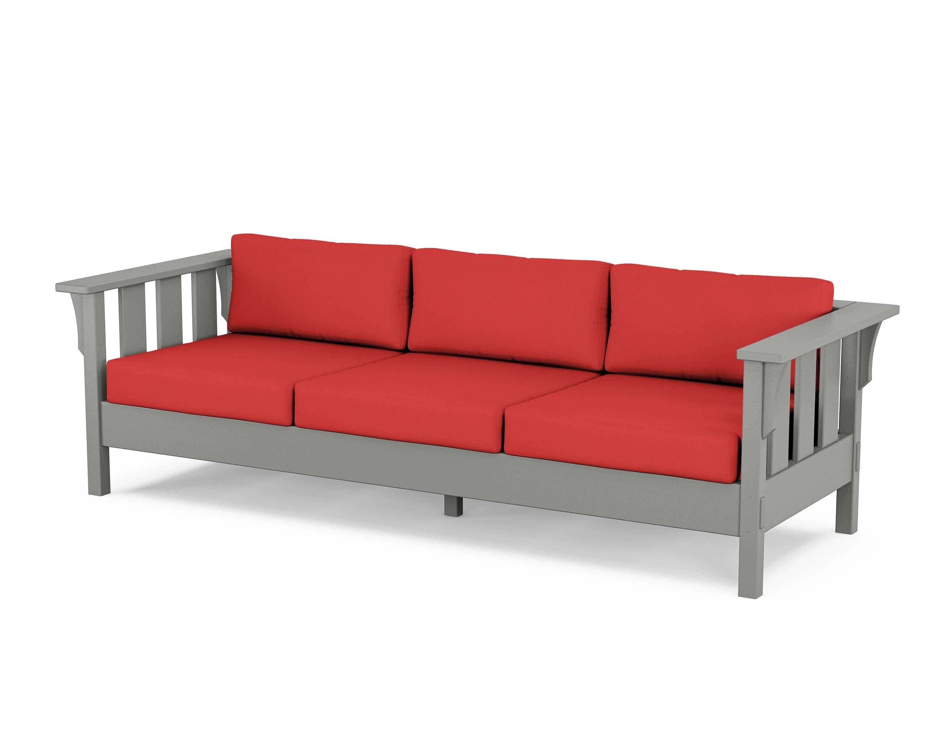 Acadia Deep Seating Sofa in Slate Grey / Crimson Linen
