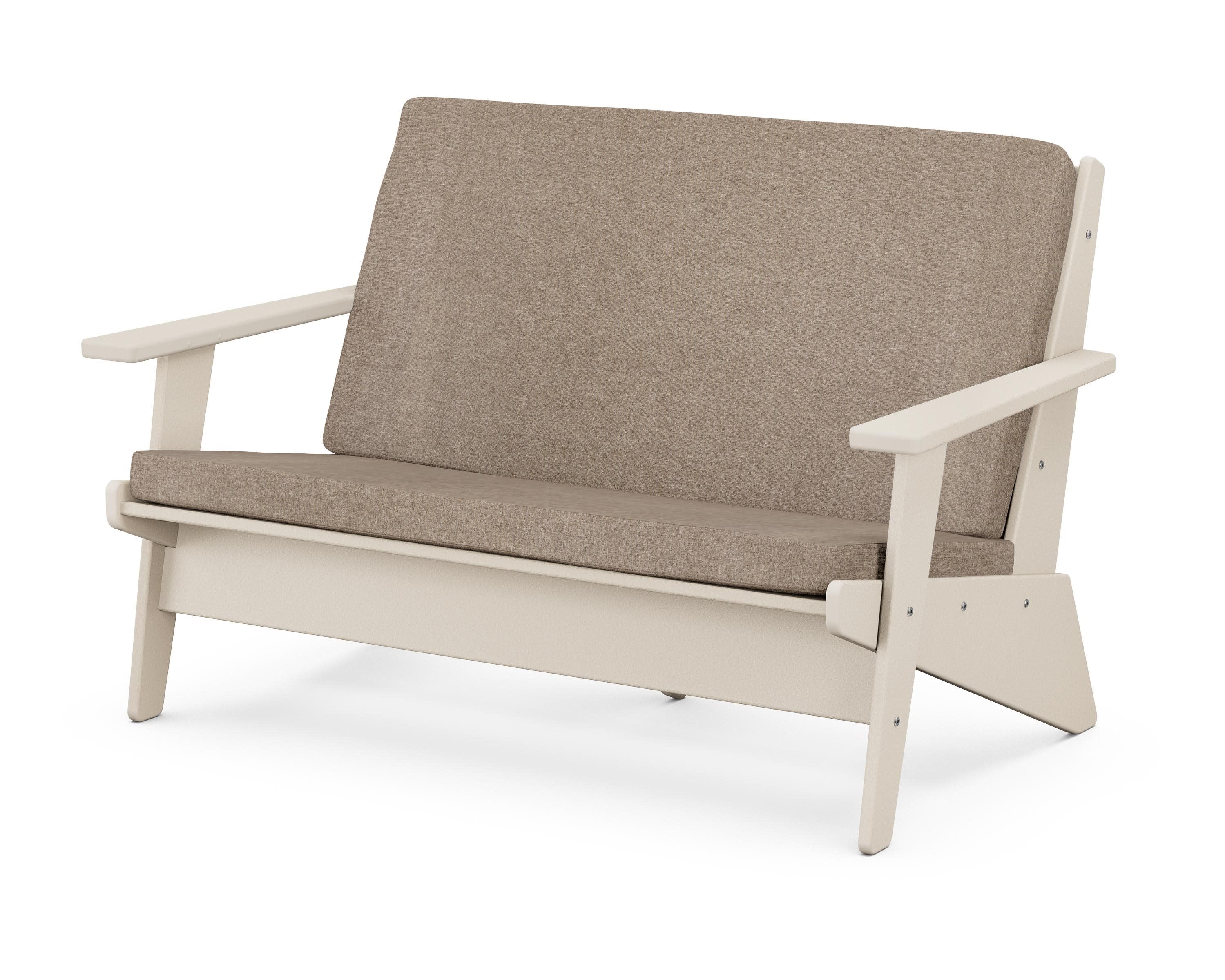 Riviera Modern Lounge Loveseat in Sand / Spiced Burlap