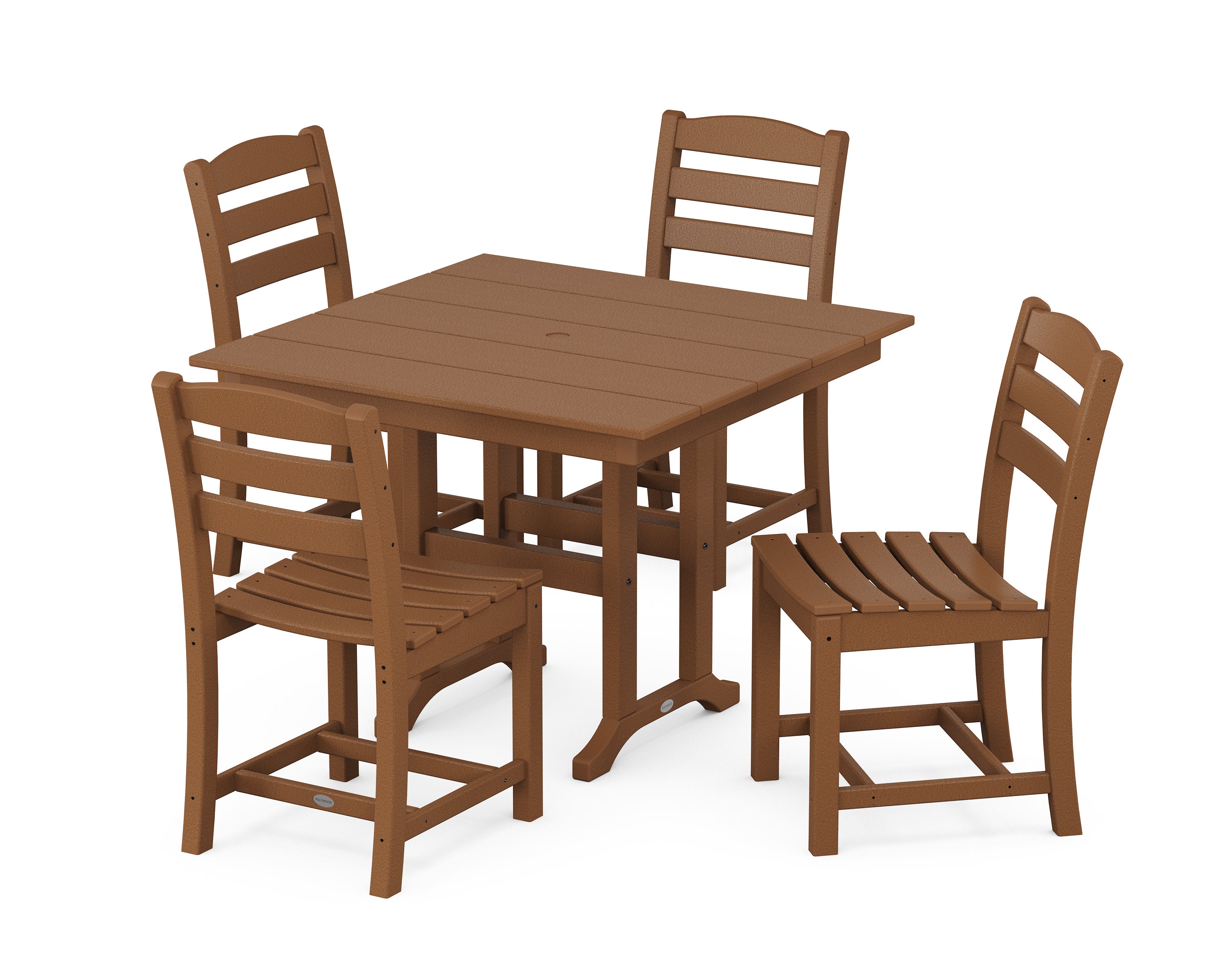 La Casa Caf Side Chair 5-Piece Farmhouse Dining Set in Teak