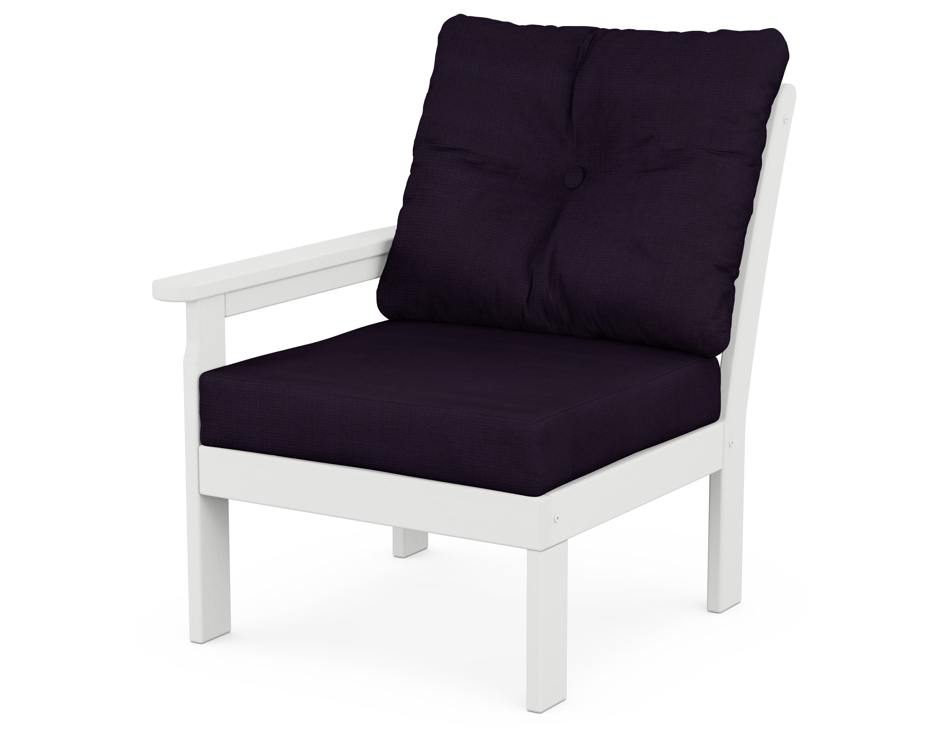 Vineyard Modular Left Arm Chair in White / Navy Linen