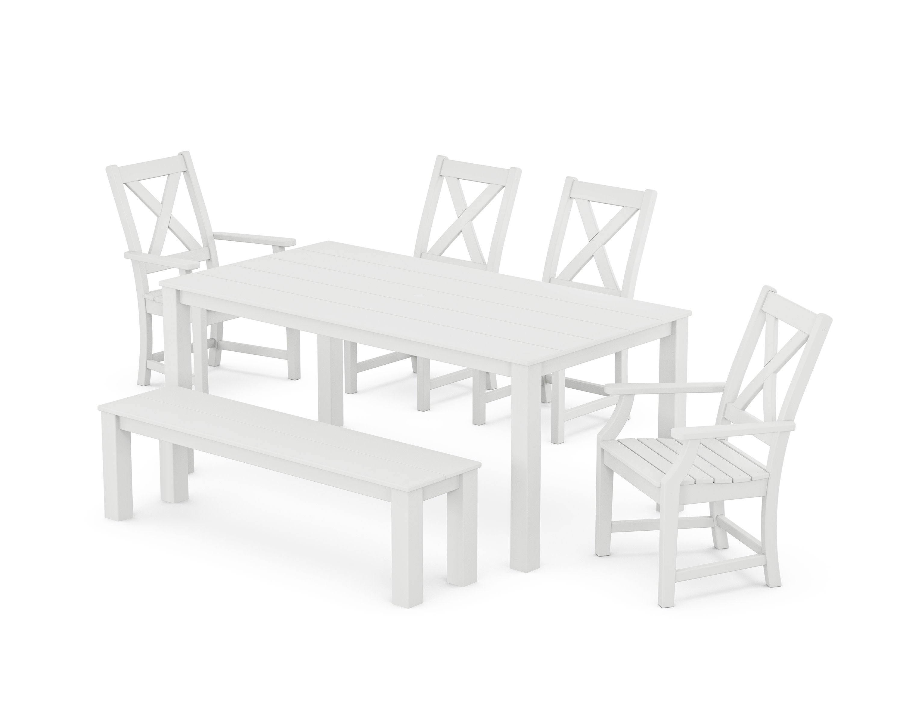 Braxton 6-Piece Parsons Dining Set with Bench in White