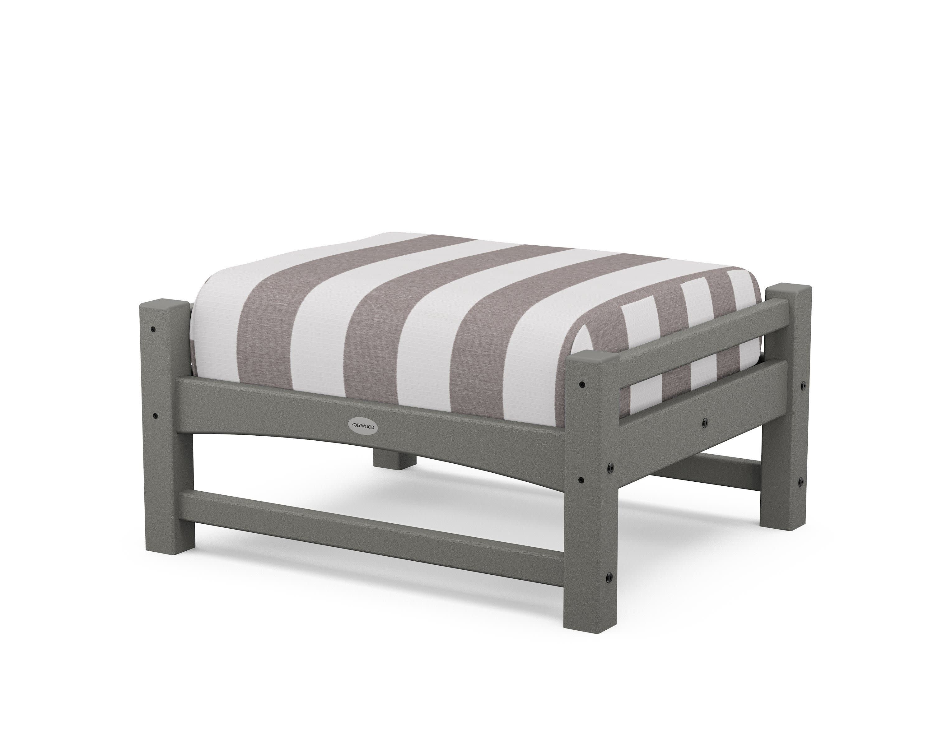 Club Ottoman in Slate Grey / Cabana Stripe Grey Mist