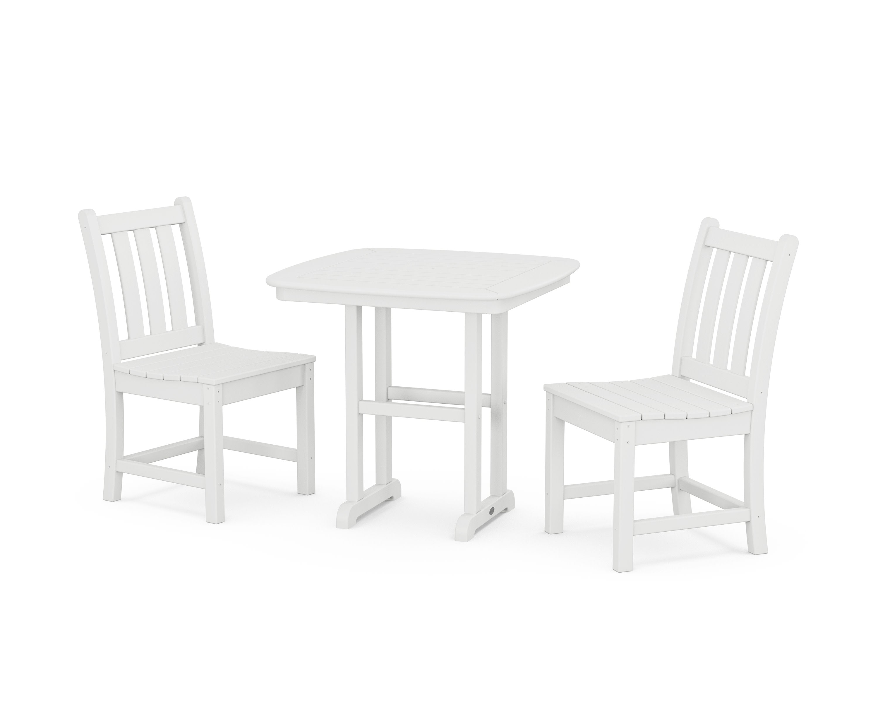 Traditional Garden Side Chair 3-Piece Dining Set in White