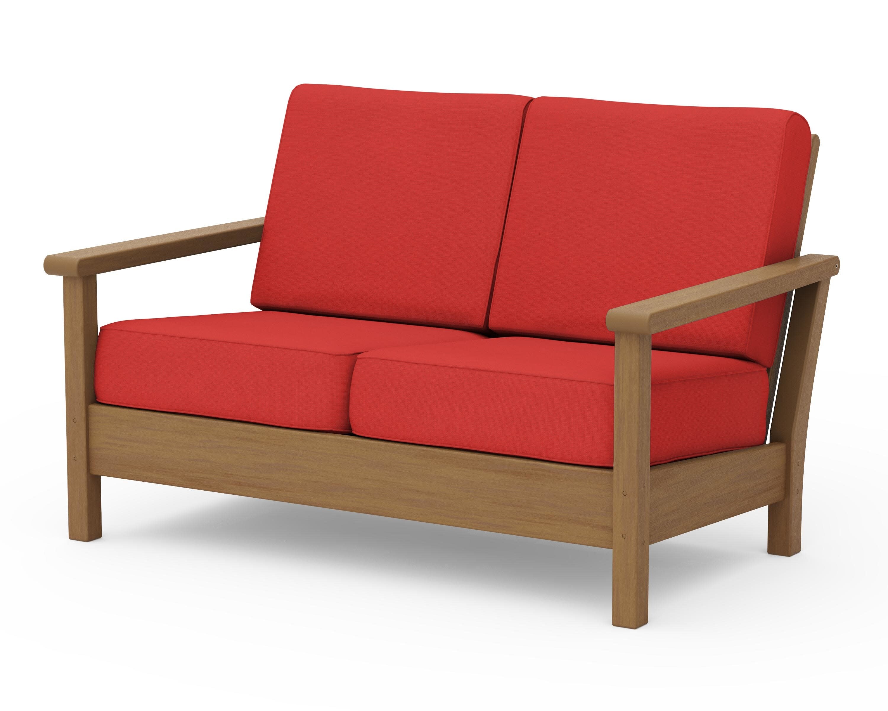 Harbour Deep Seating Loveseat in Natural / Crimson Linen