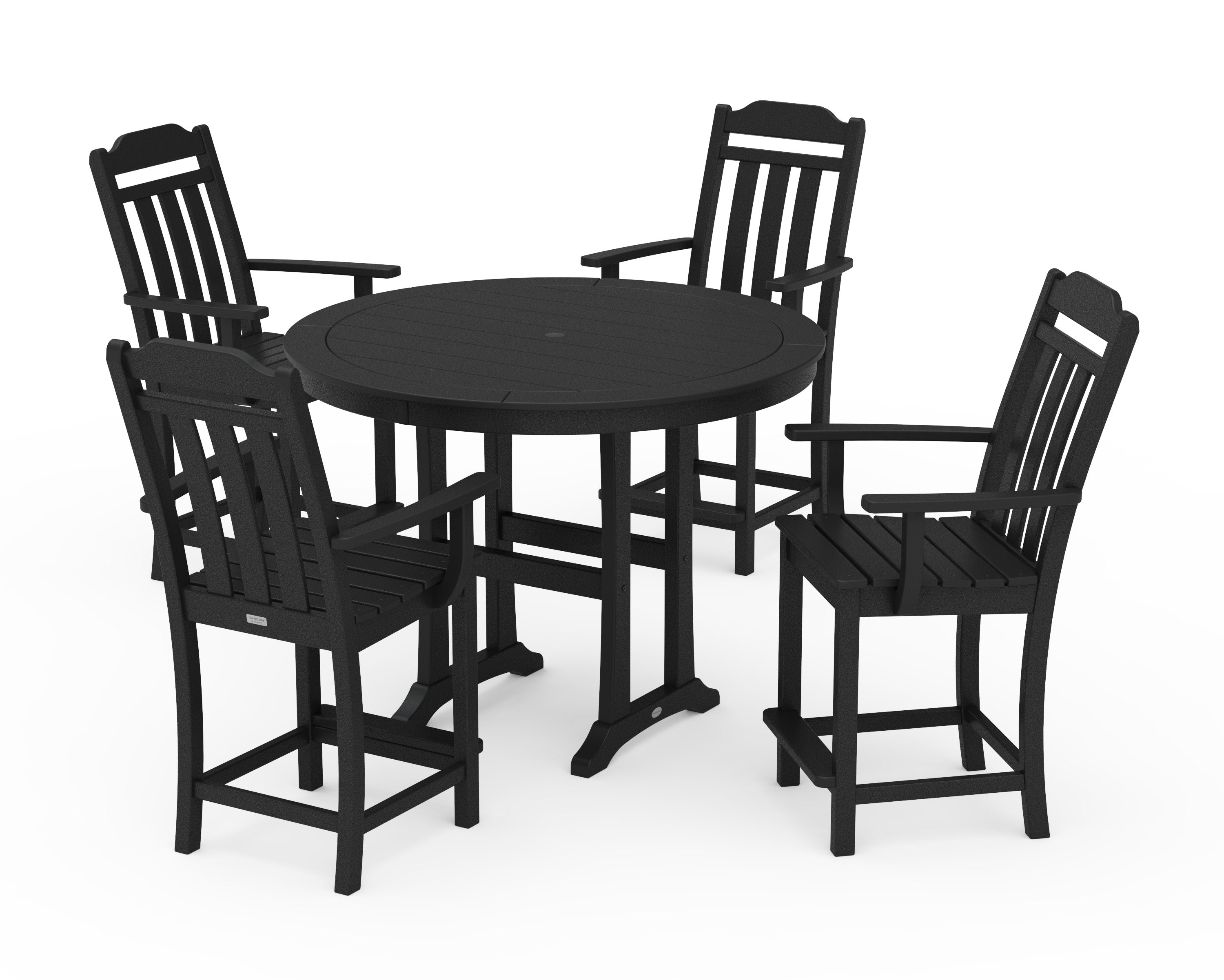 Cottage 5-Piece Round Counter Set in Black