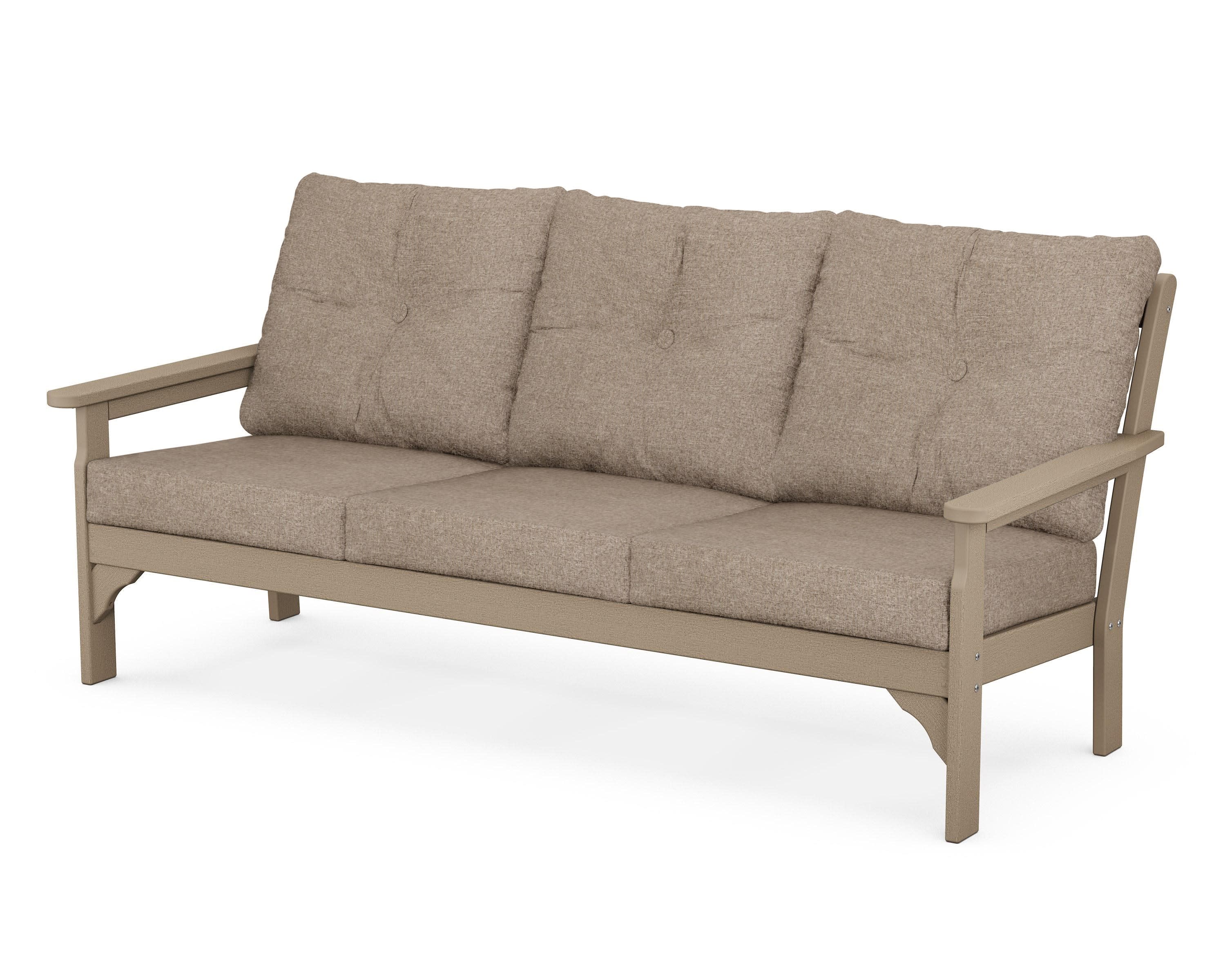 Vineyard Deep Seating Sofa in Vintage Sahara / Spiced Burlap