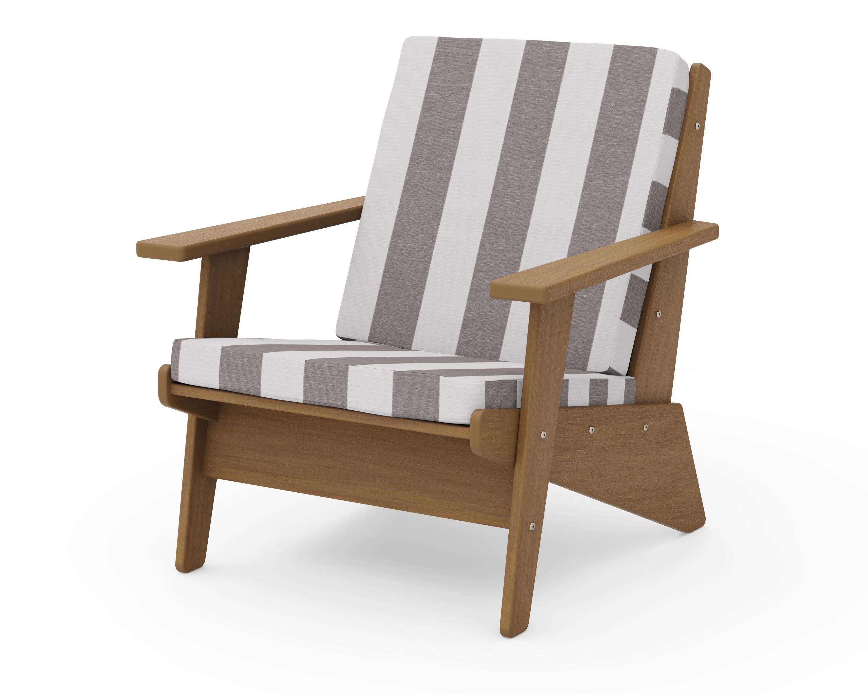 Riviera Modern Lounge Chair in Natural / Cabana Stripe Grey Mist