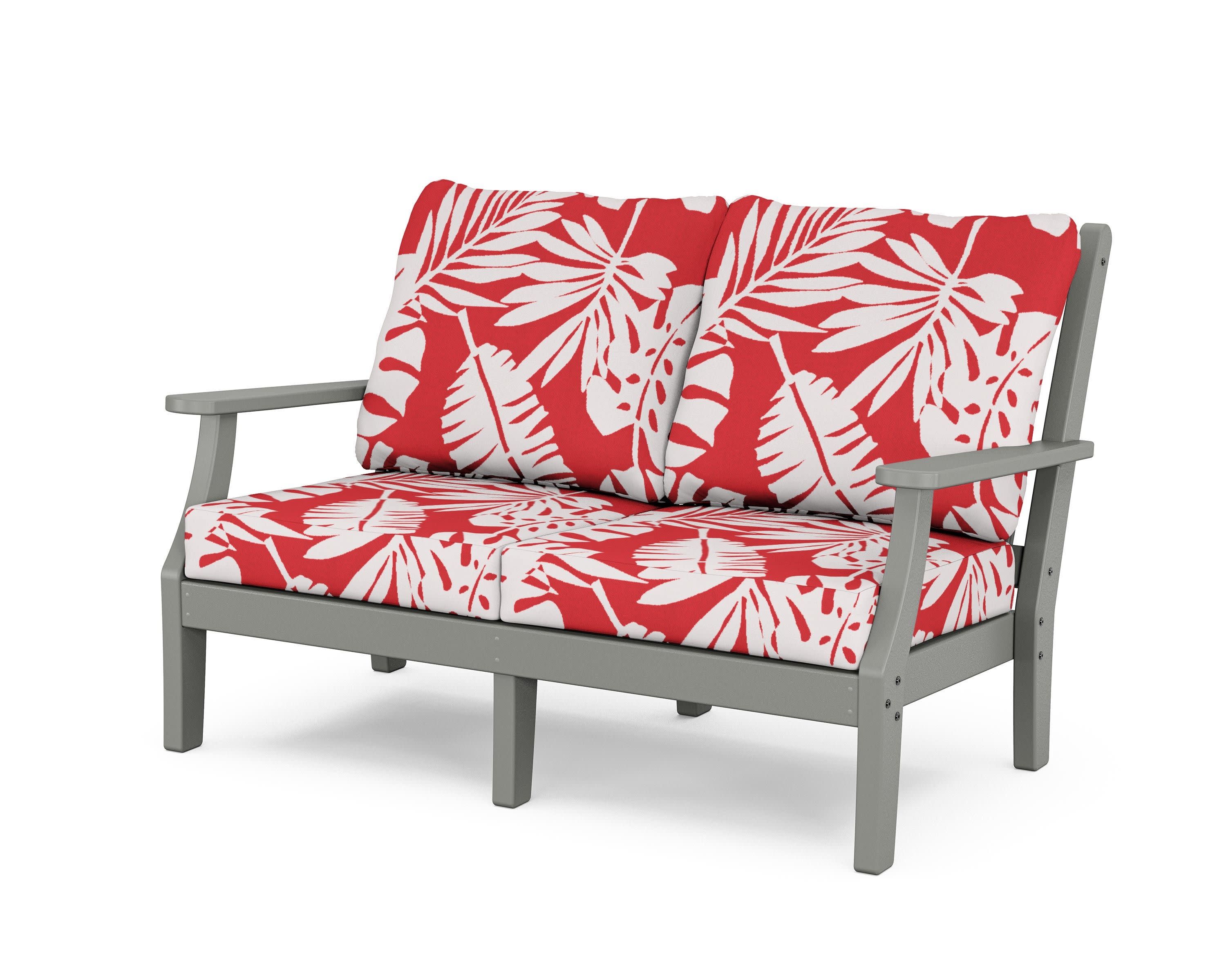 Wovendale Deep Seating Loveseat in Slate Grey / Leaf Crimson