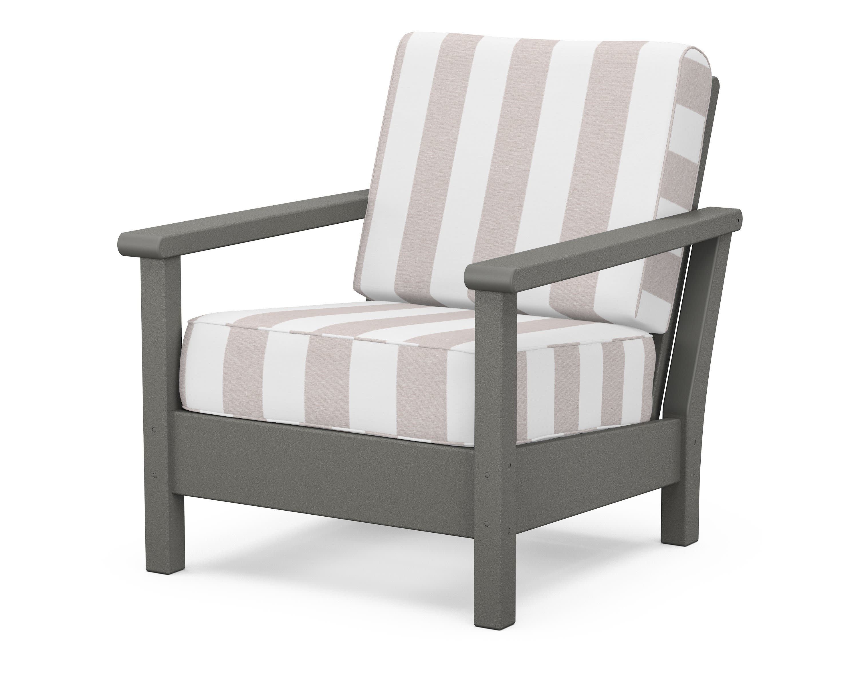Harbour Deep Seating Chair in Slate Grey / Cabana Stripe Dune Burlap