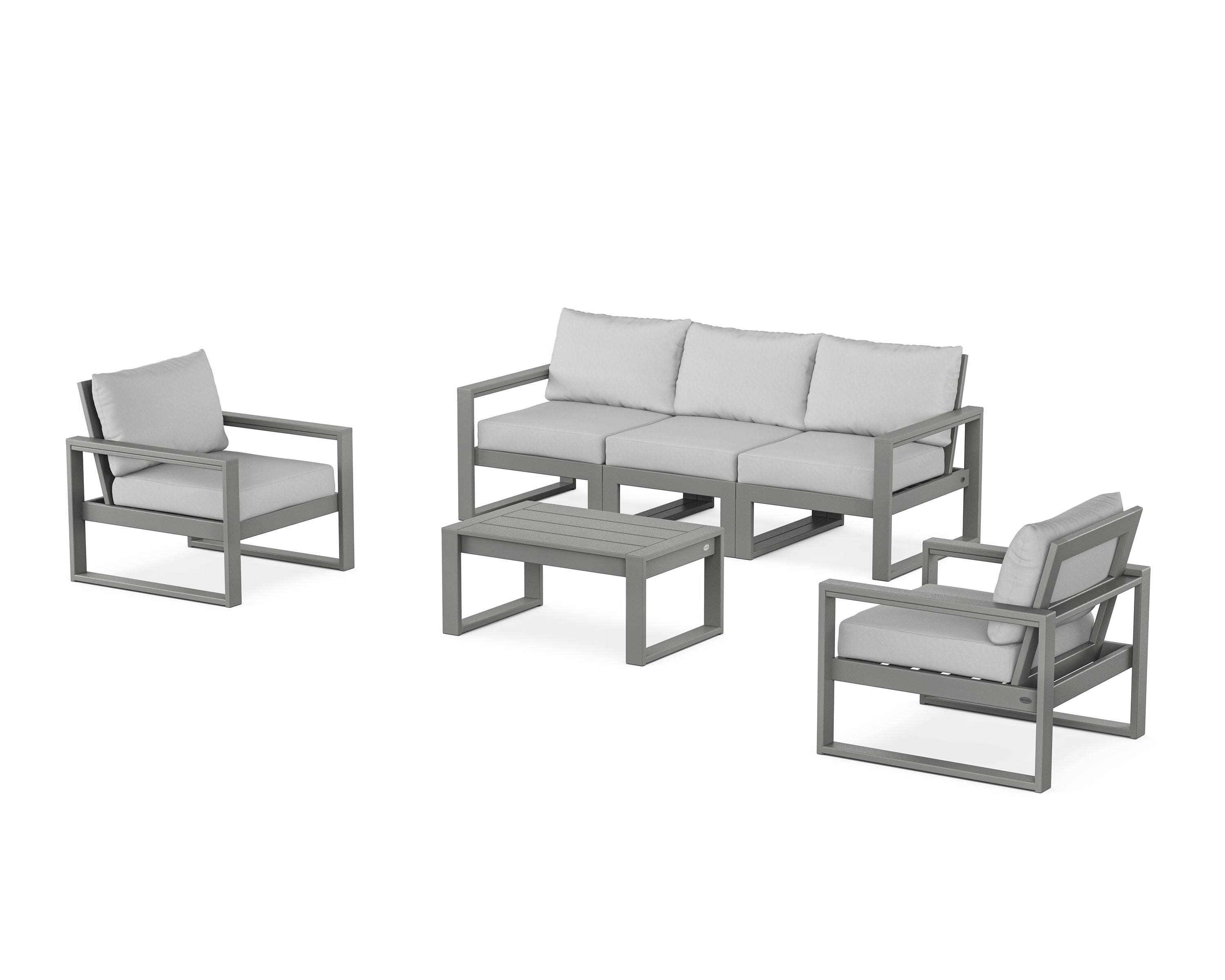 EDGE Sectional 4-Piece Deep Seating Set with Sofa in Slate Grey / Diamond in the Rough